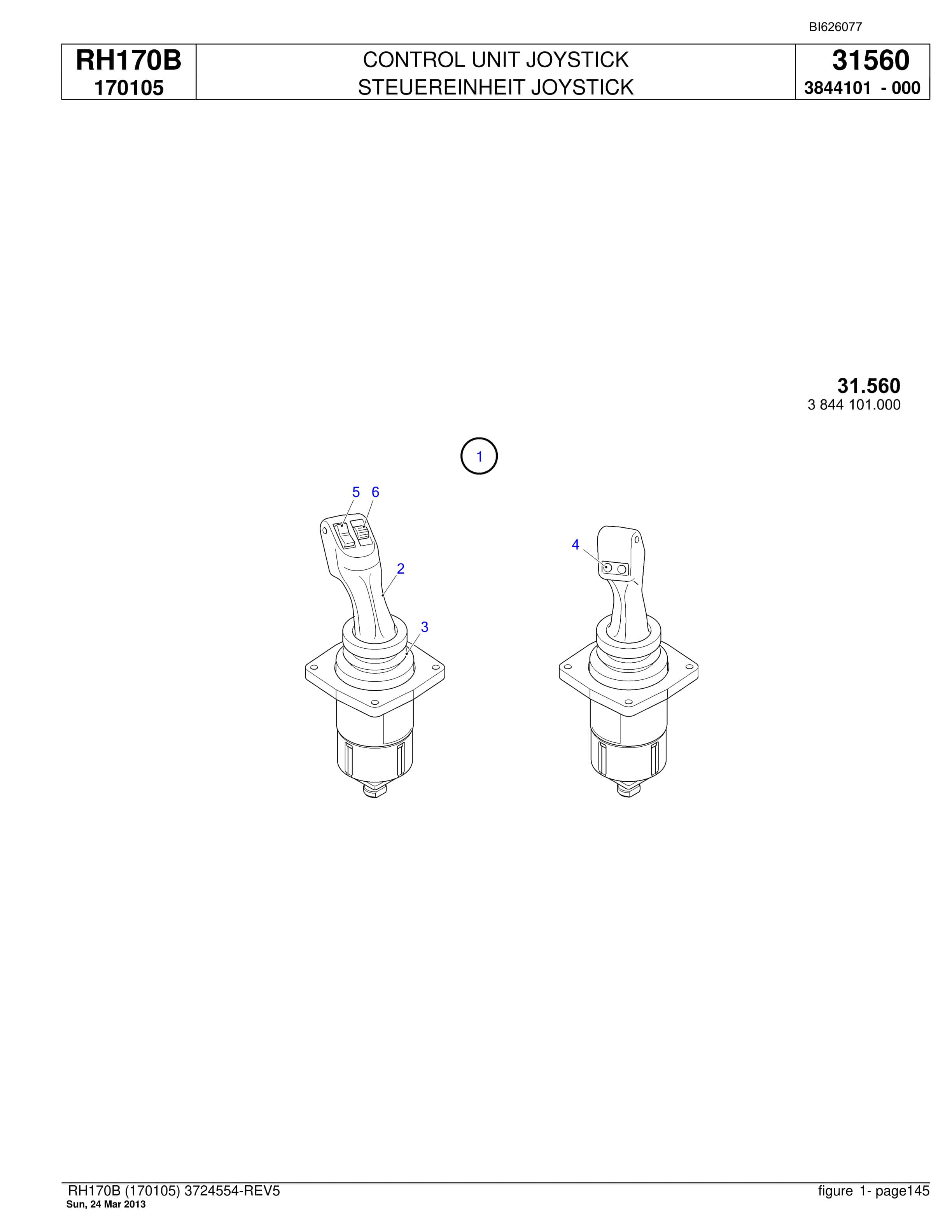 Bucyrus RH170B Hydraulic Excavator Parts Catalog BI626077-5