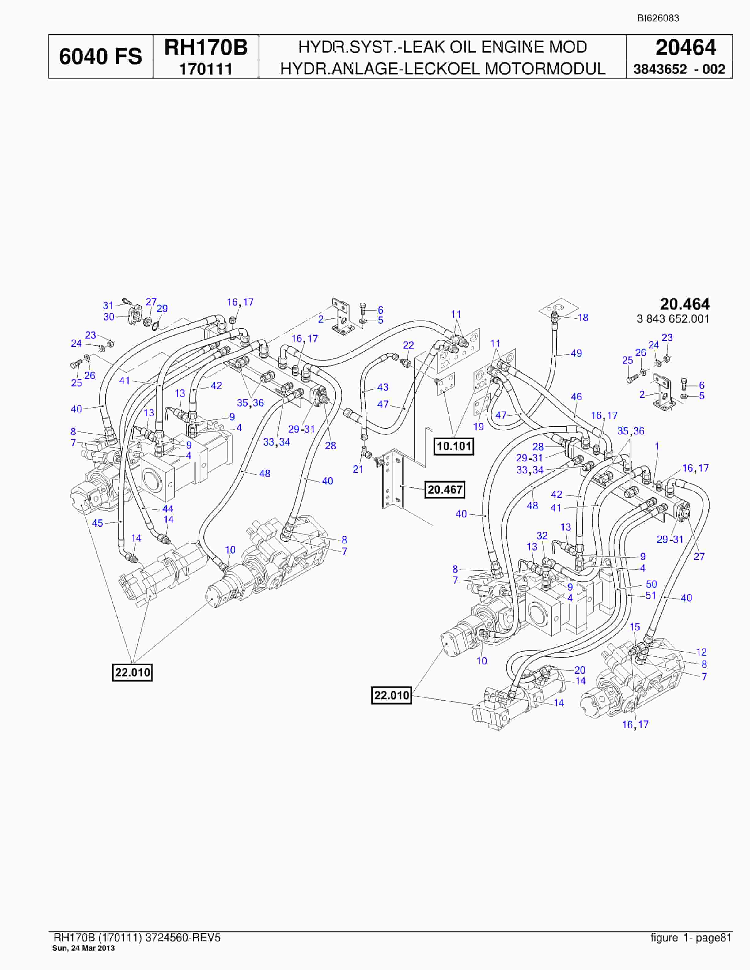 Bucyrus RH170B Hydraulic Excavator Parts Catalog BI626083-2