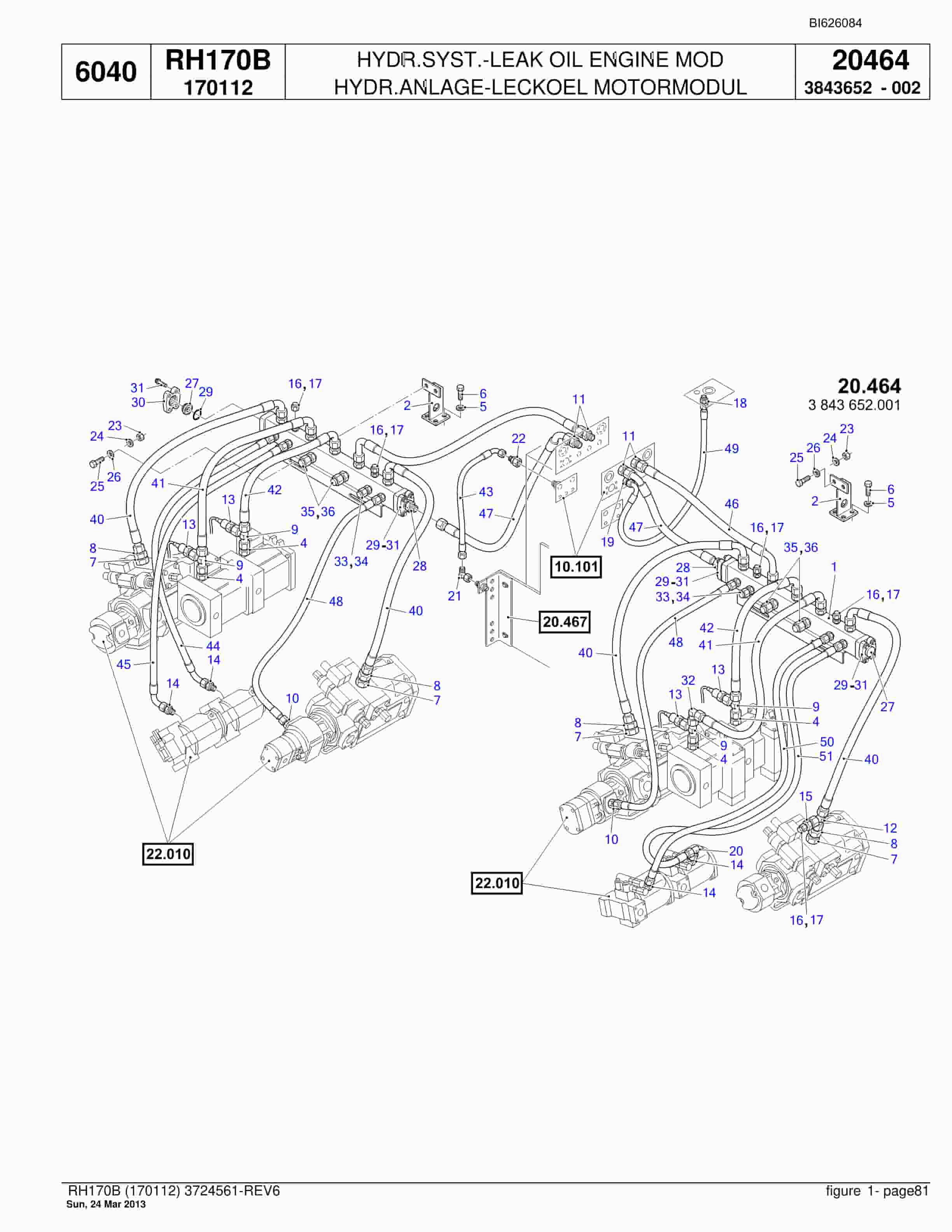 Bucyrus RH170B Hydraulic Excavator Parts Catalog BI626084-2