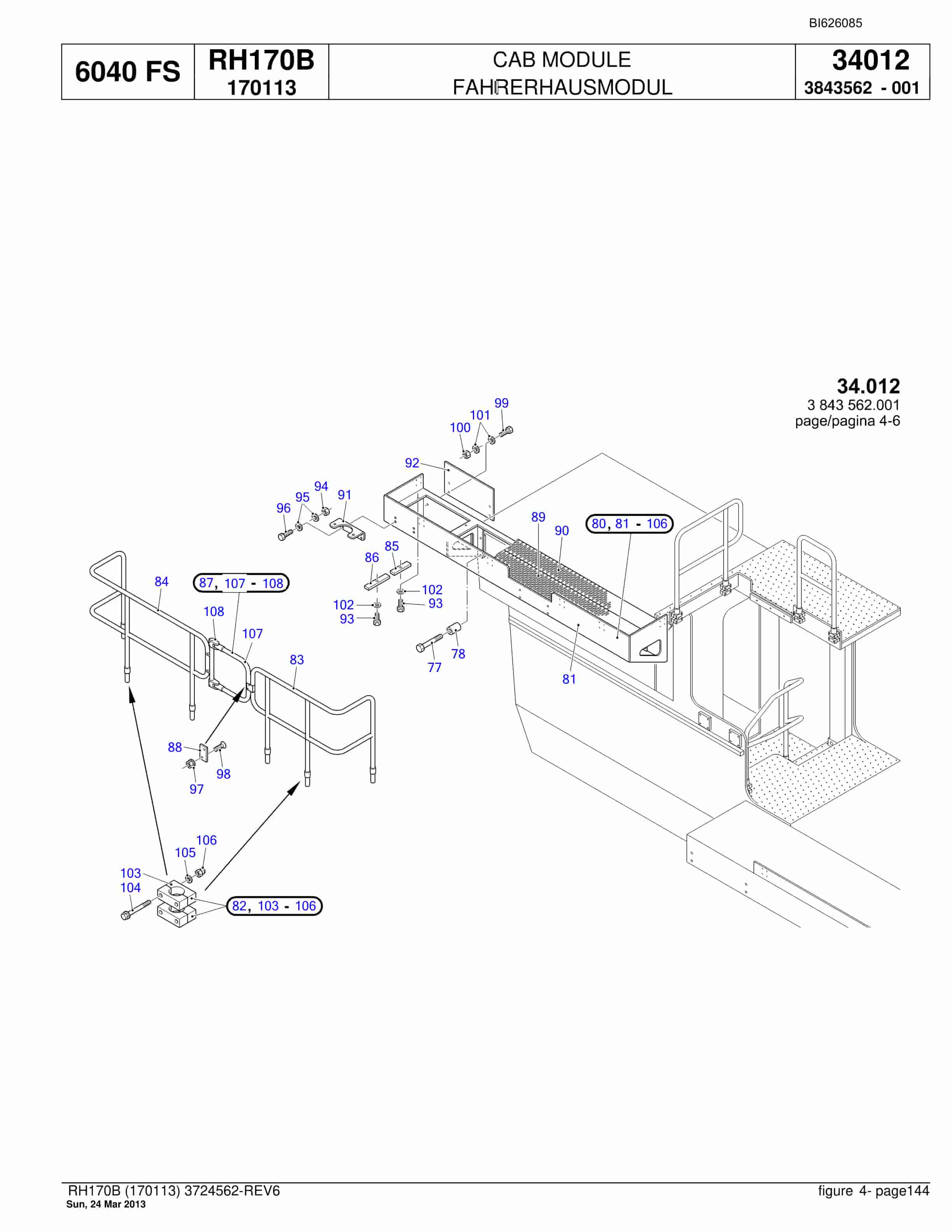 Bucyrus RH170B Hydraulic Excavator Parts Catalog BI626085-5