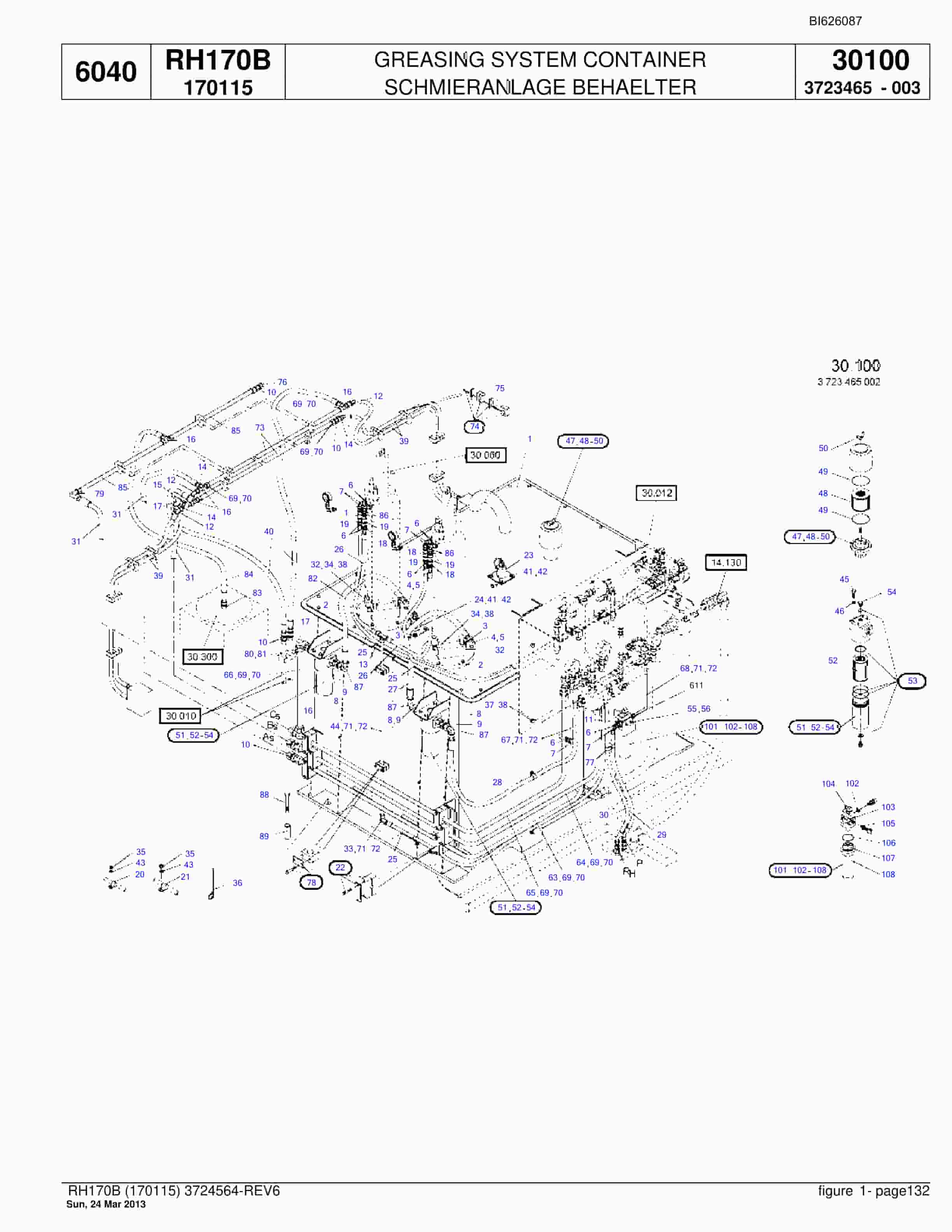 Bucyrus RH170B Hydraulic Excavator Parts Catalog BI626087-4