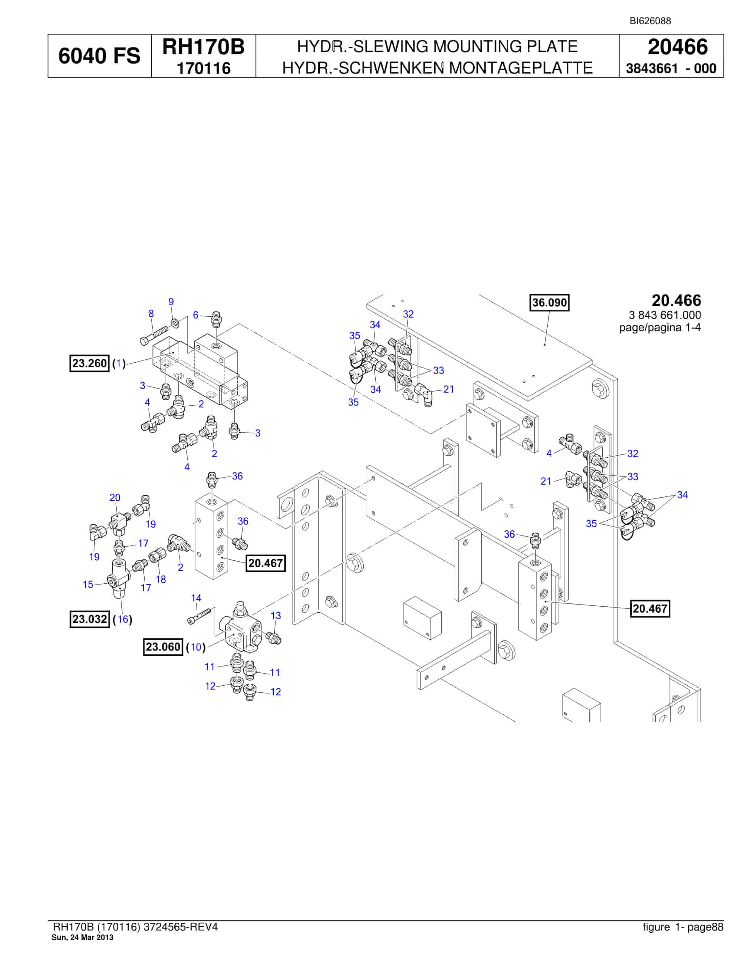 Bucyrus RH170B Hydraulic Excavator Parts Catalog BI626088-2