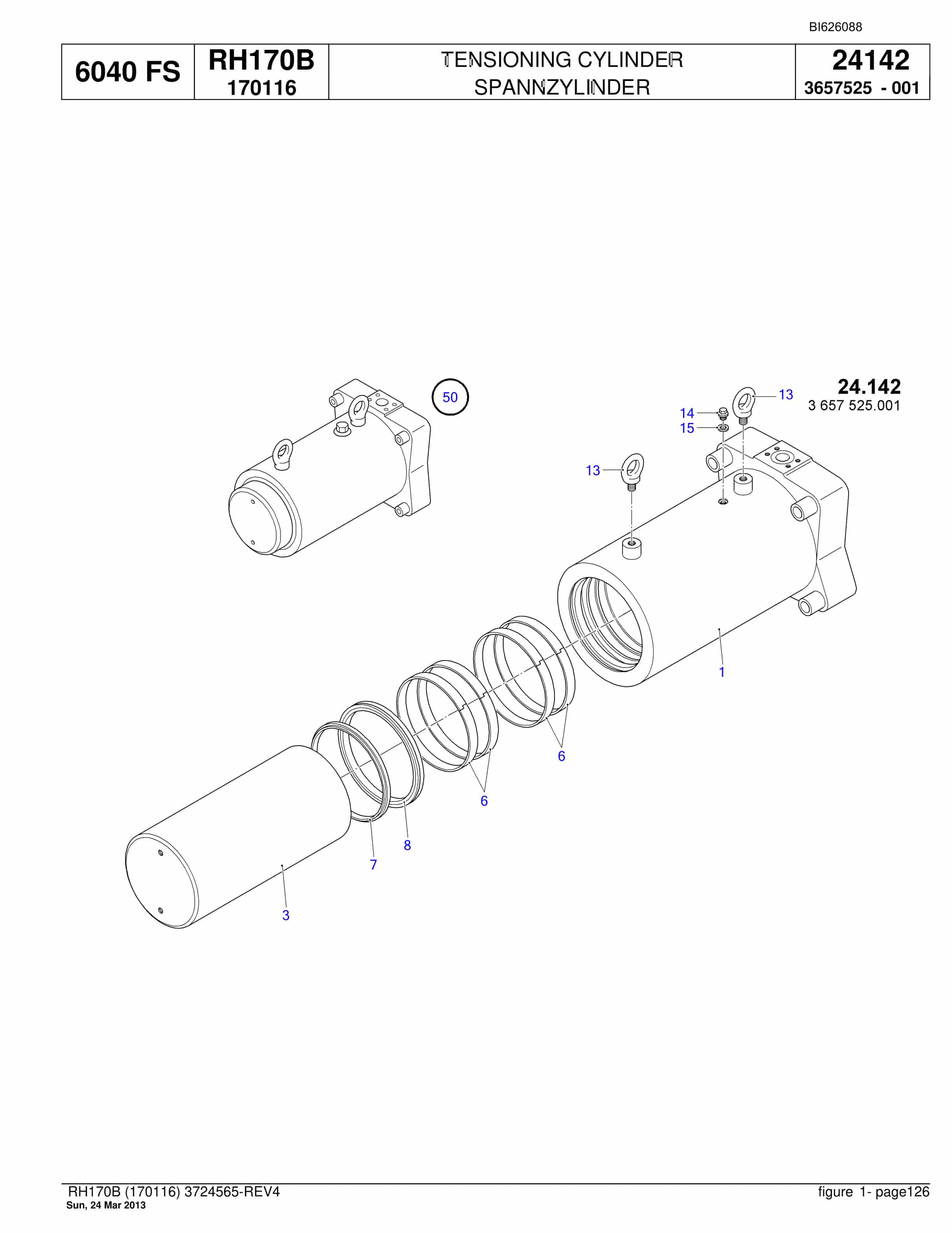 Bucyrus RH170B Hydraulic Excavator Parts Catalog BI626088-3