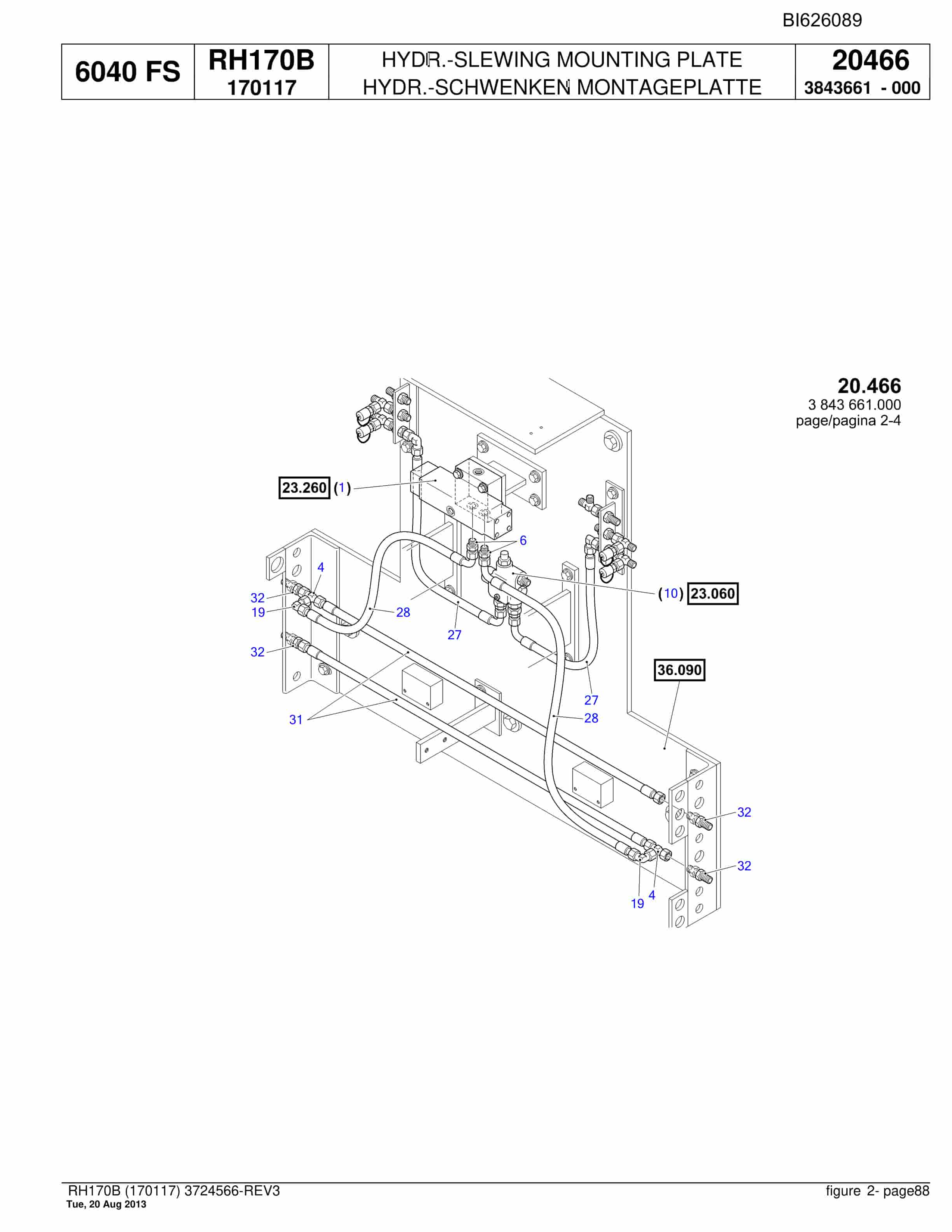 Bucyrus RH170B Hydraulic Excavator Parts Catalog BI626089-2