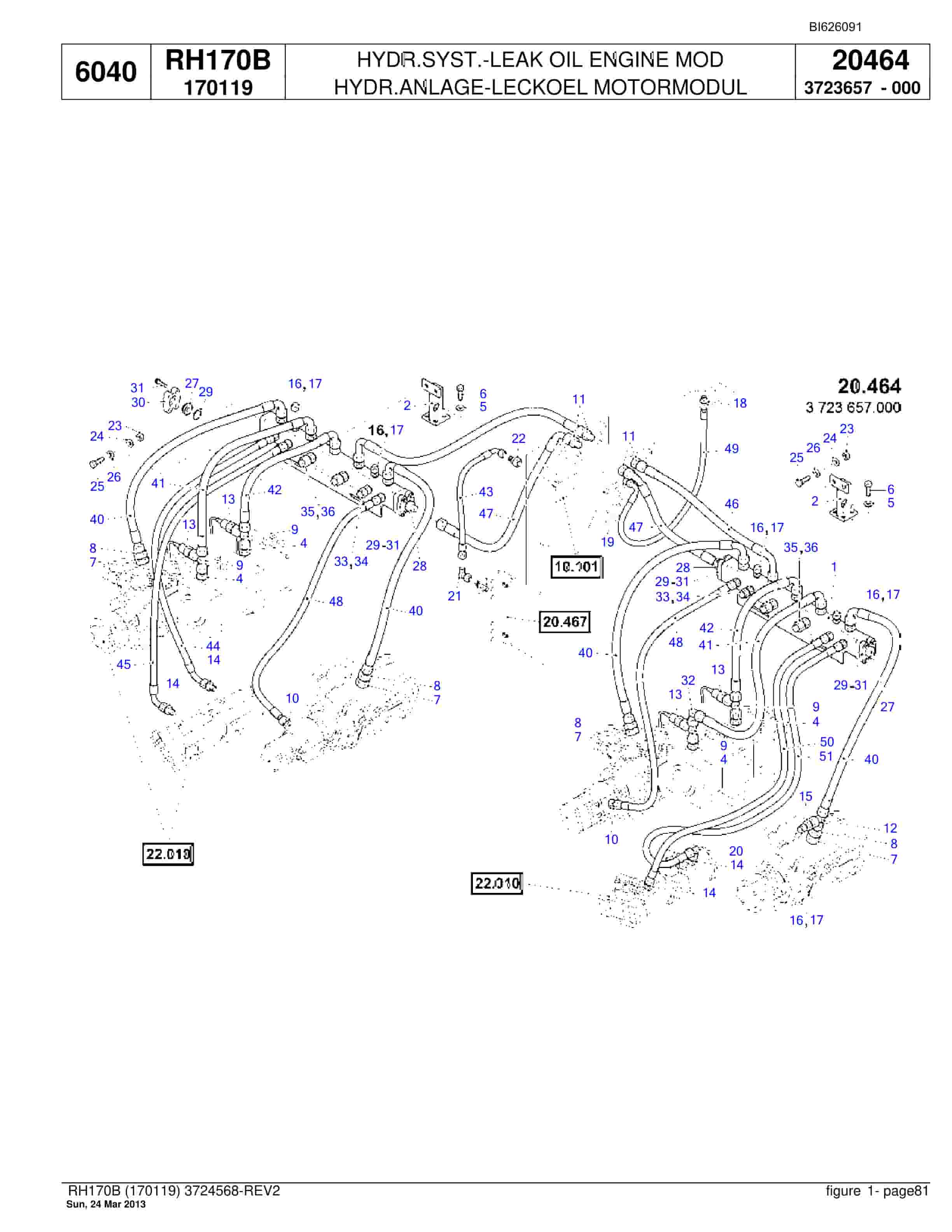 Bucyrus RH170B Hydraulic Excavator Parts Catalog BI626091-2