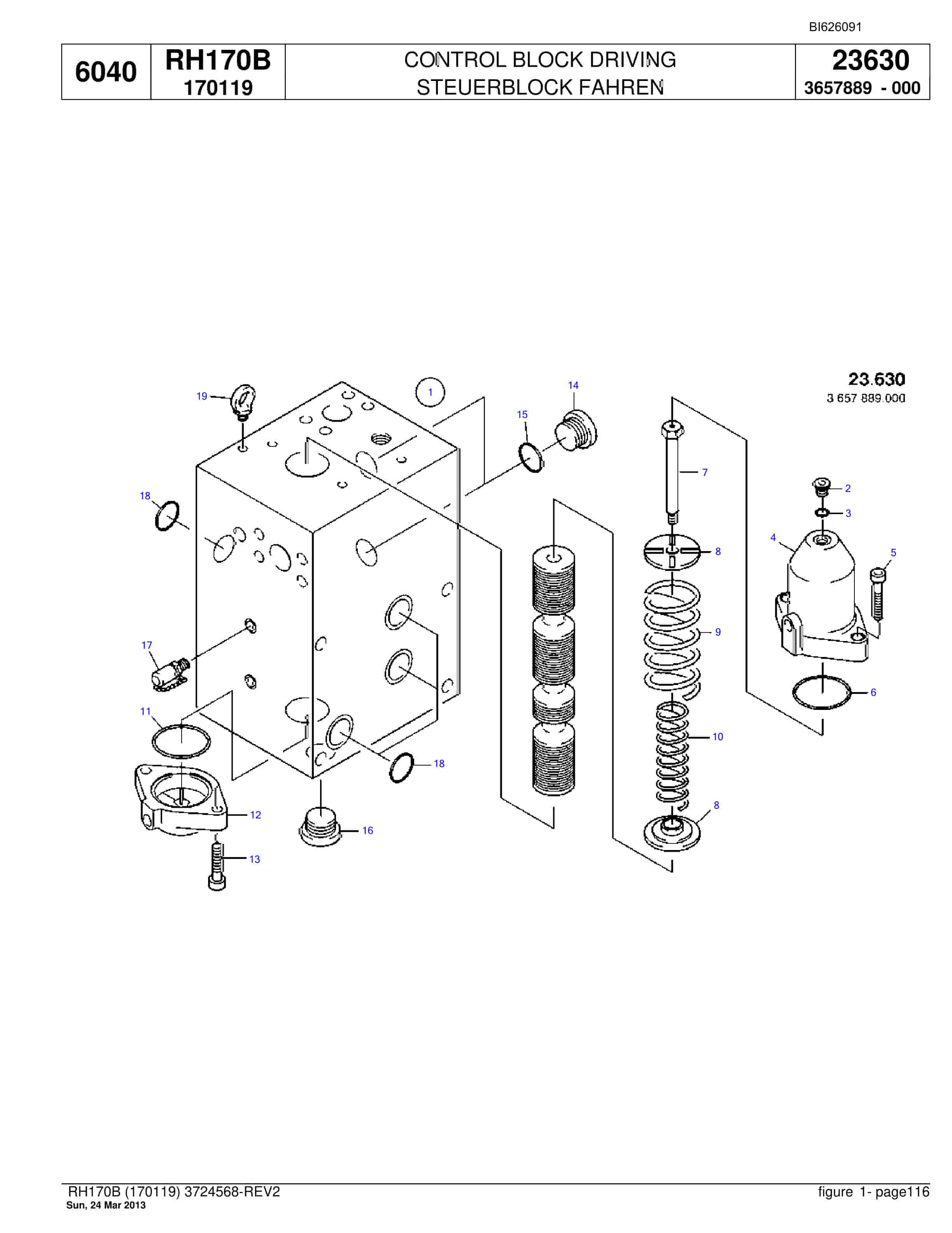 Bucyrus RH170B Hydraulic Excavator Parts Catalog BI626091-3