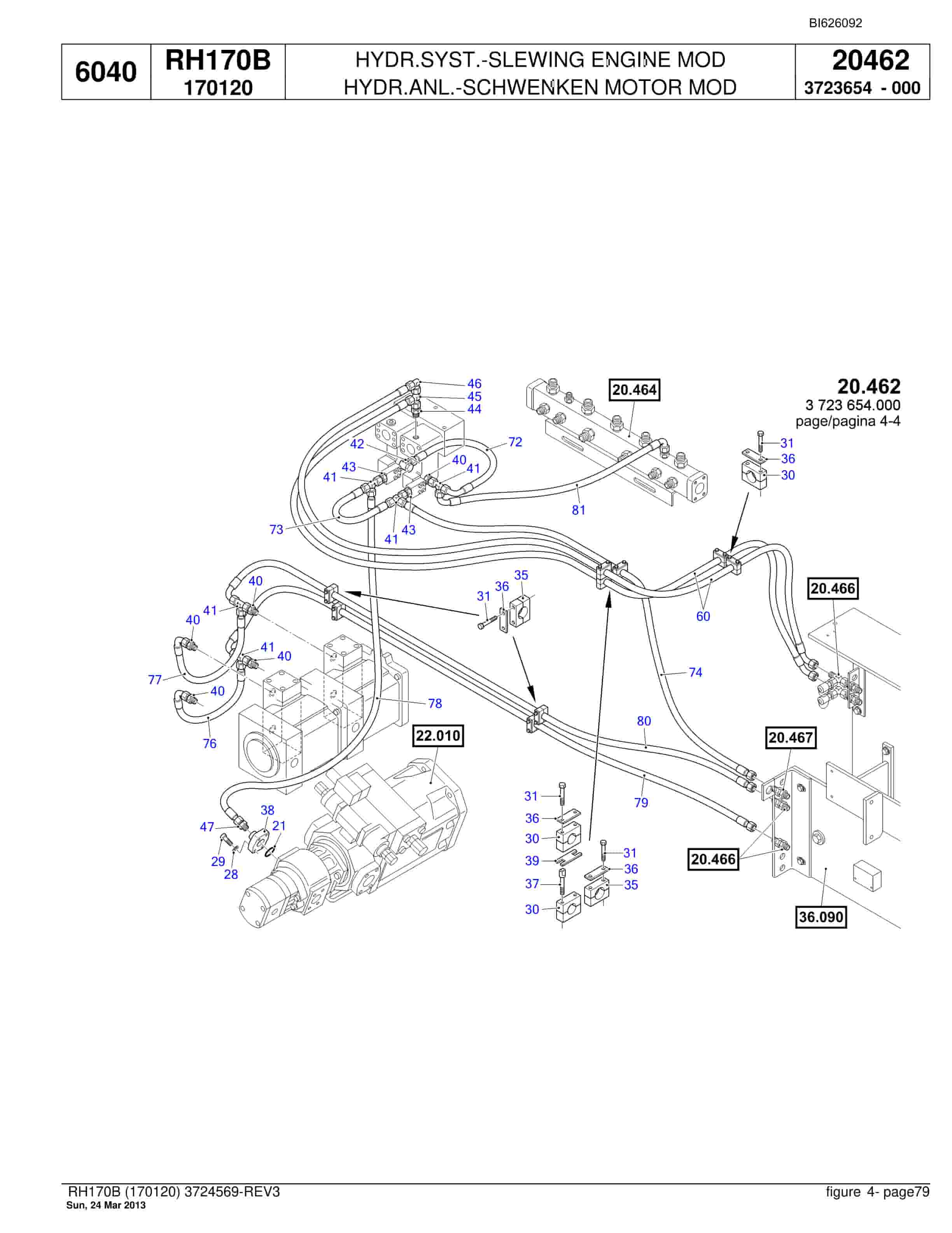 Bucyrus RH170B Hydraulic Excavator Parts Catalog BI626092-2
