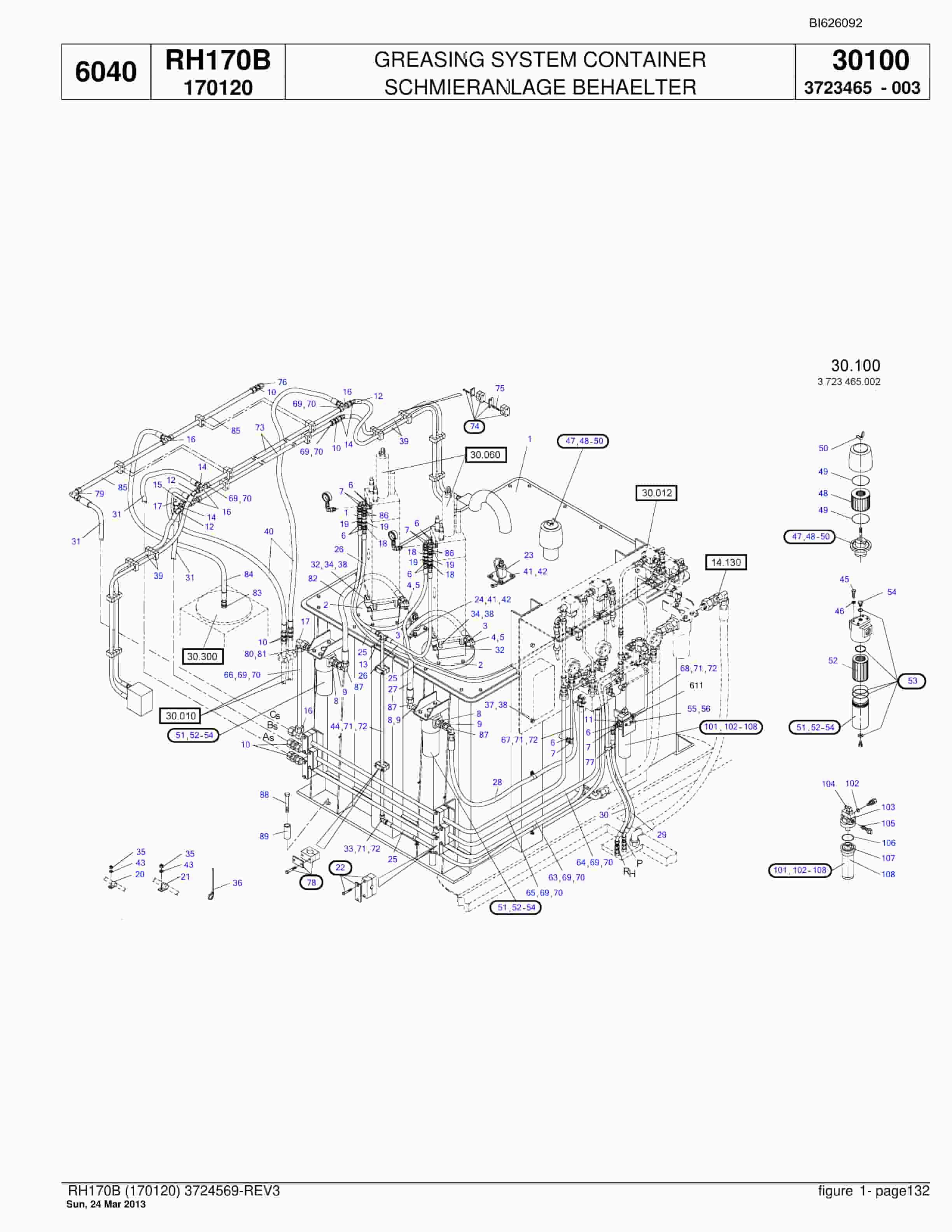 Bucyrus RH170B Hydraulic Excavator Parts Catalog BI626092-4