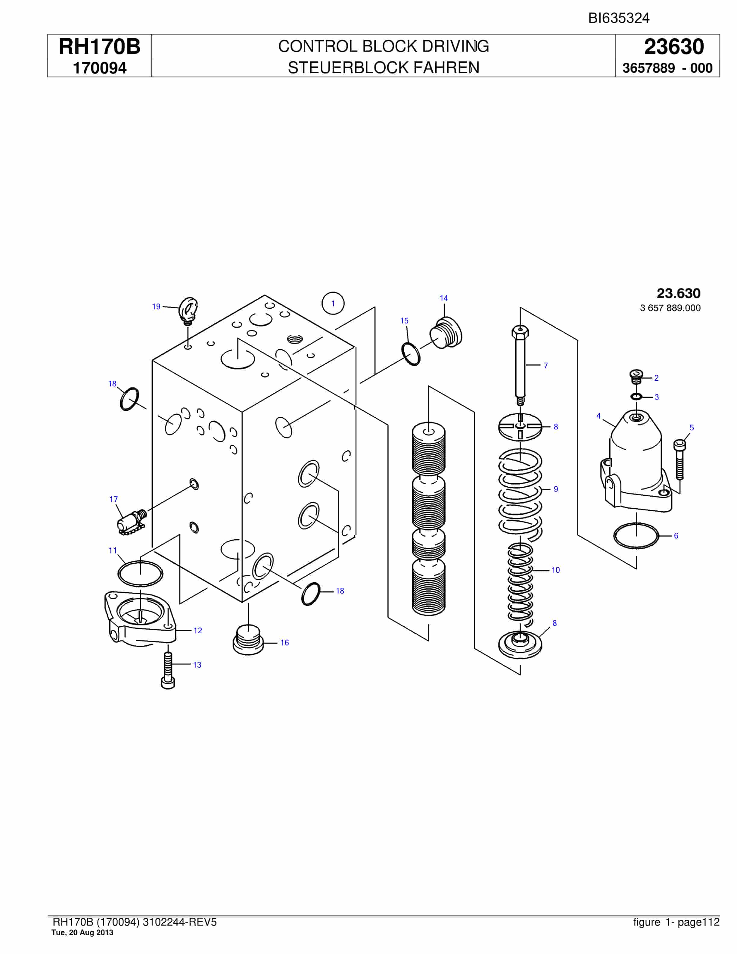 Bucyrus RH170B Hydraulic Excavator Parts Catalog BI635324-3