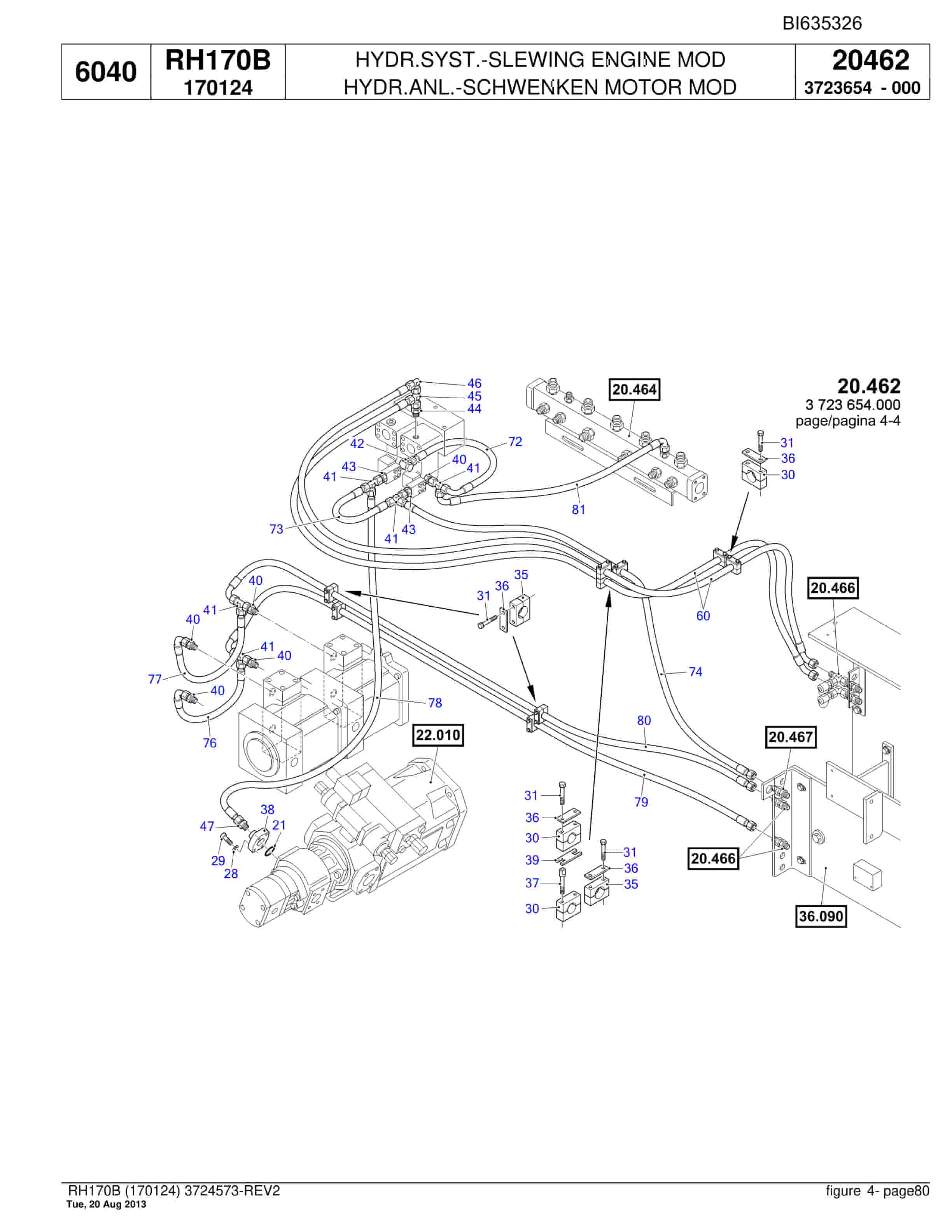 Bucyrus RH170B Hydraulic Excavator Parts Catalog BI635326-2
