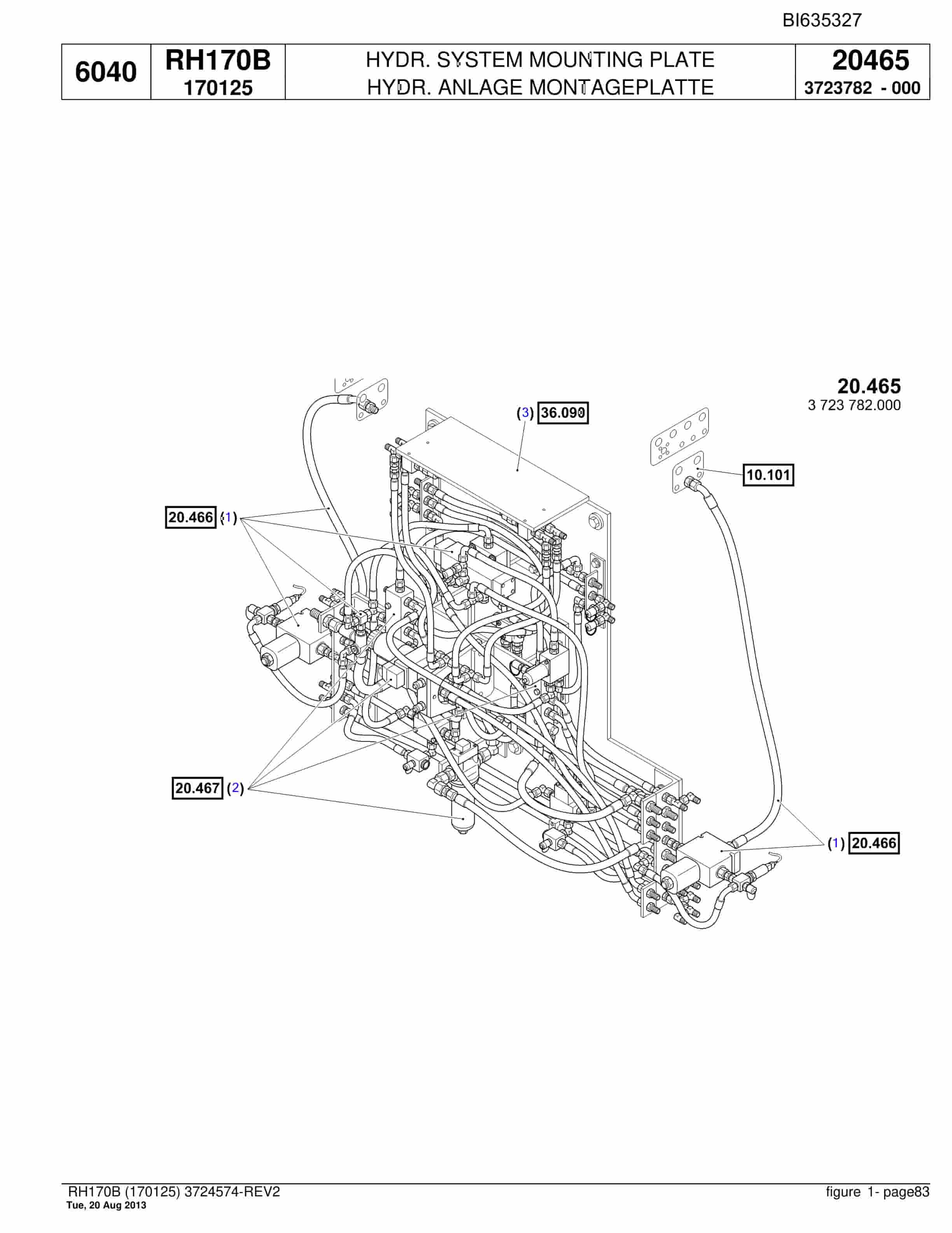 Bucyrus RH170B Hydraulic Excavator Parts Catalog BI635327-2