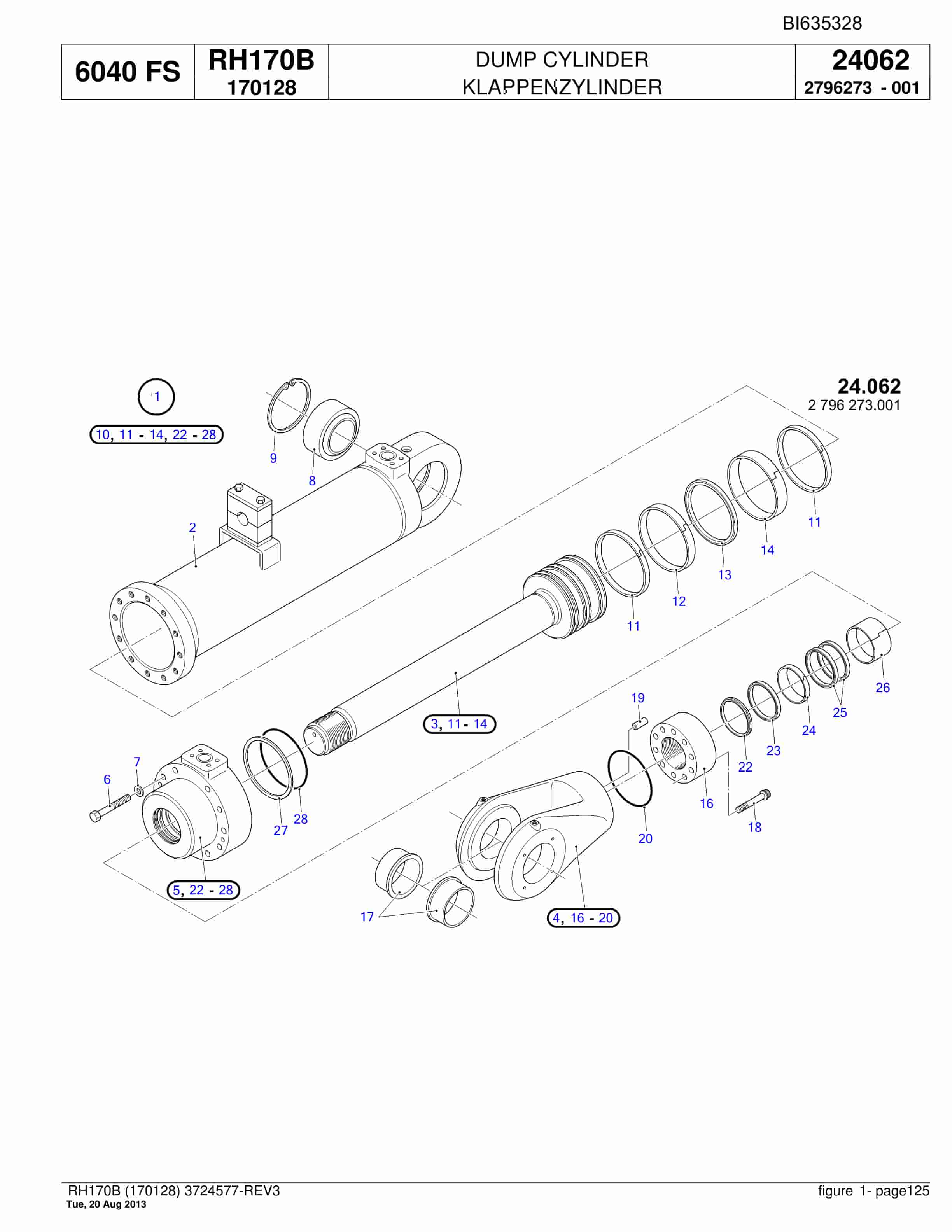 Bucyrus RH170B Hydraulic Excavator Parts Catalog BI635328-3