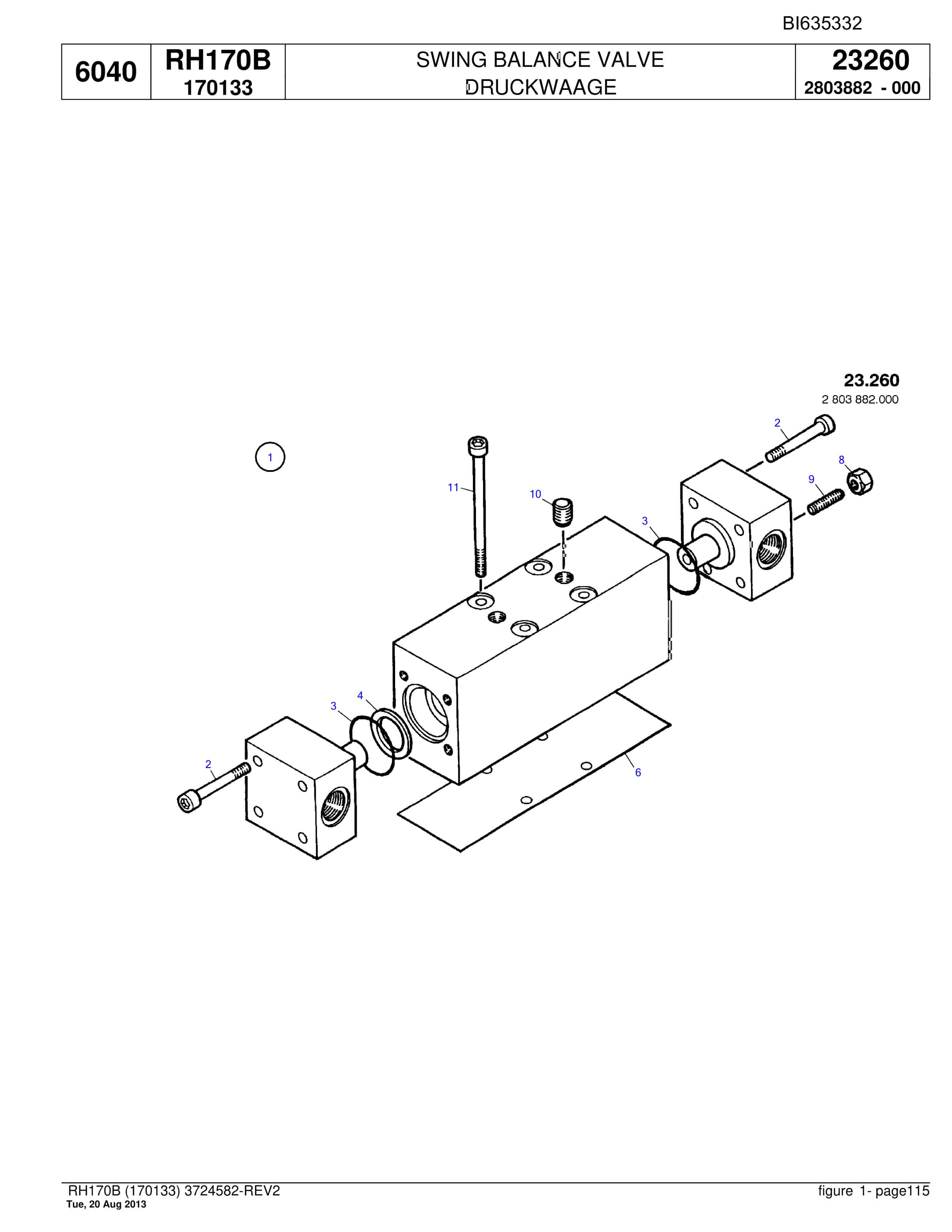 Bucyrus RH170B Hydraulic Excavator Parts Catalog BI635332-3