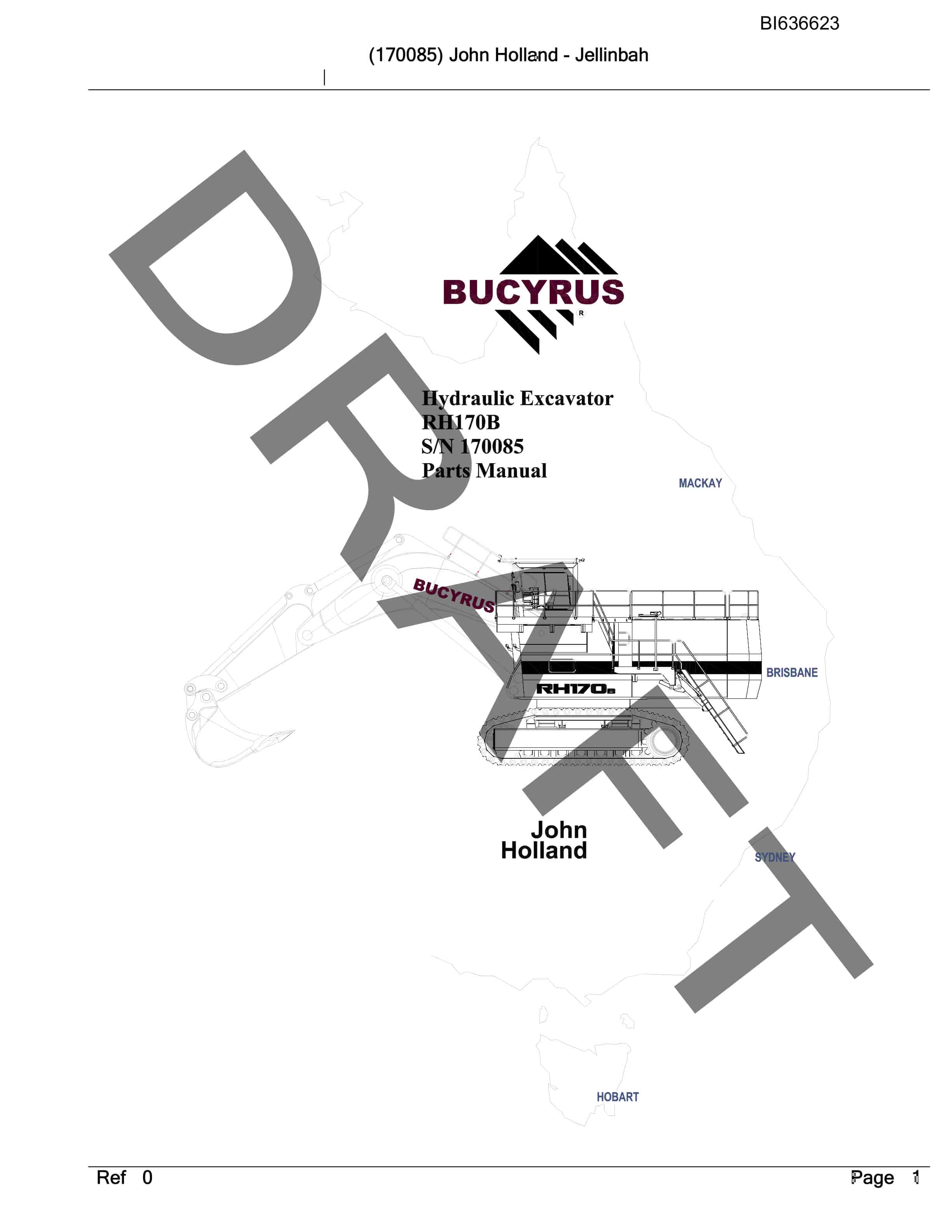 Bucyrus RH170B Hydraulic Excavator Parts Manual BI636623