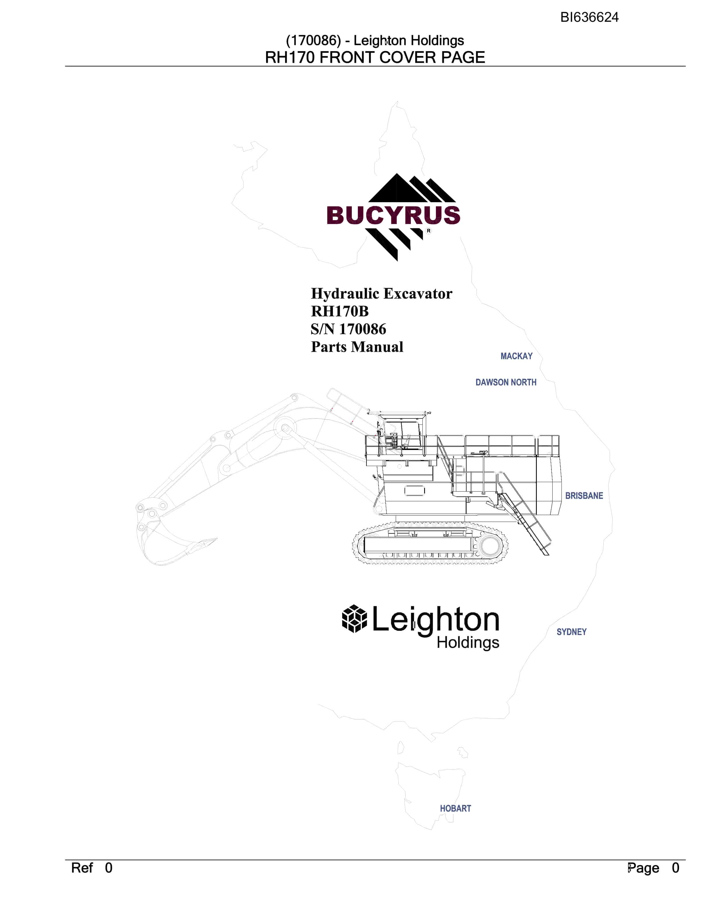 Bucyrus RH170B Hydraulic Excavator Parts Manual BI636624