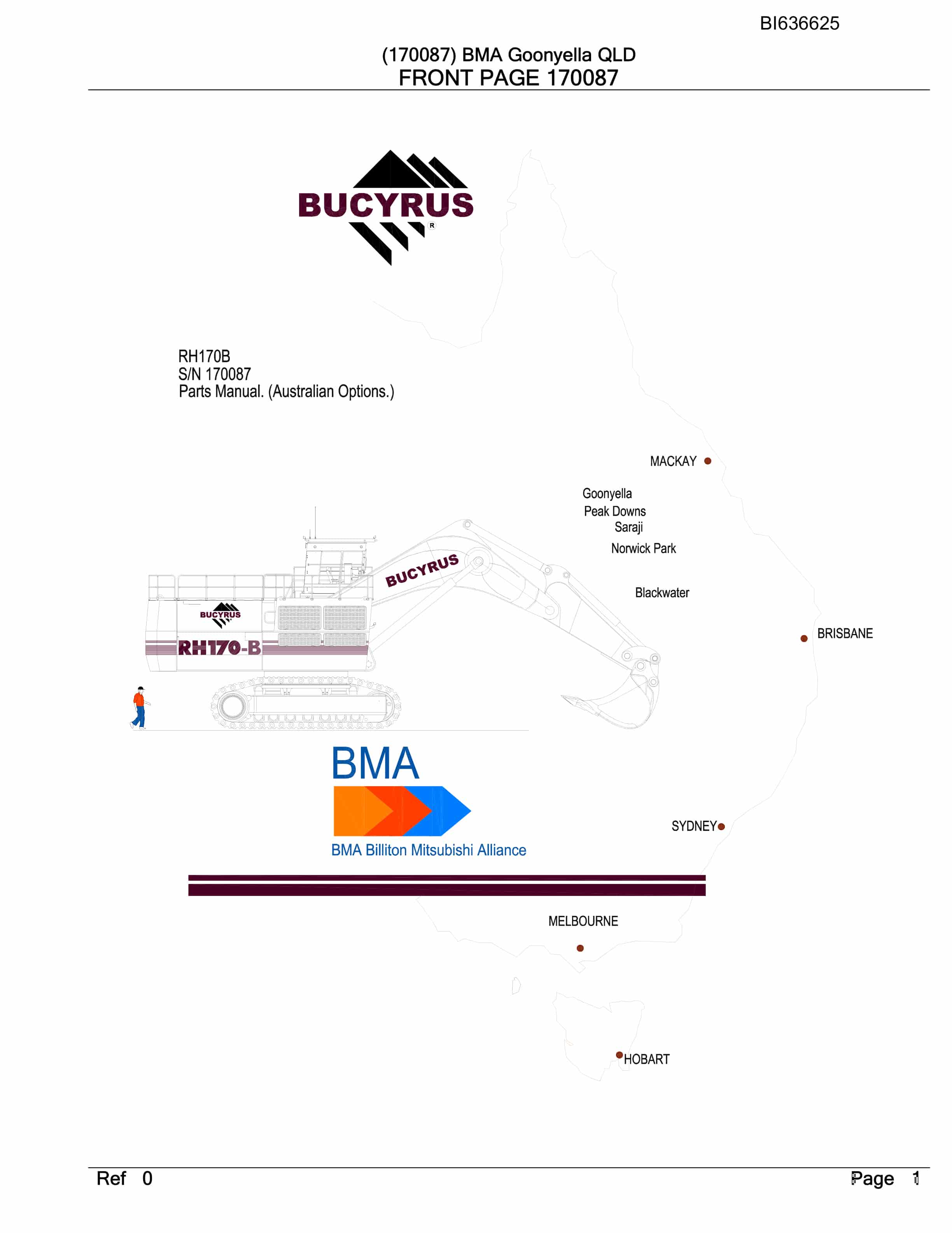 Bucyrus RH170B Hydraulic Excavator Parts Manual BI636625
