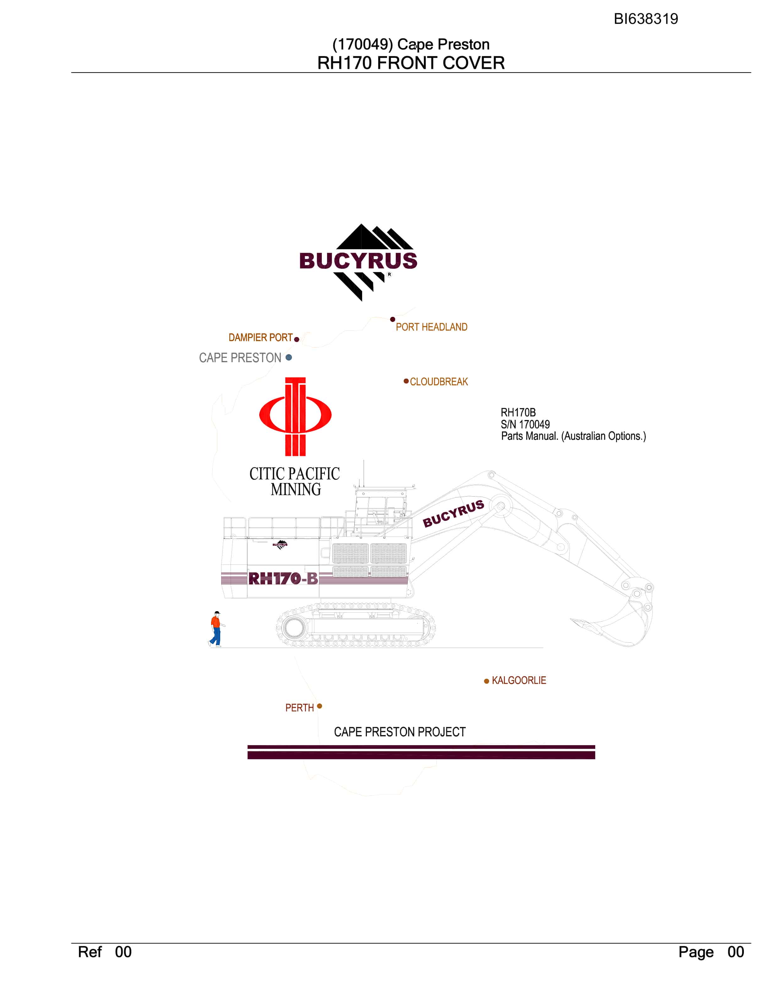 Bucyrus RH170B Hydraulic Excavator Parts Manual BI638319