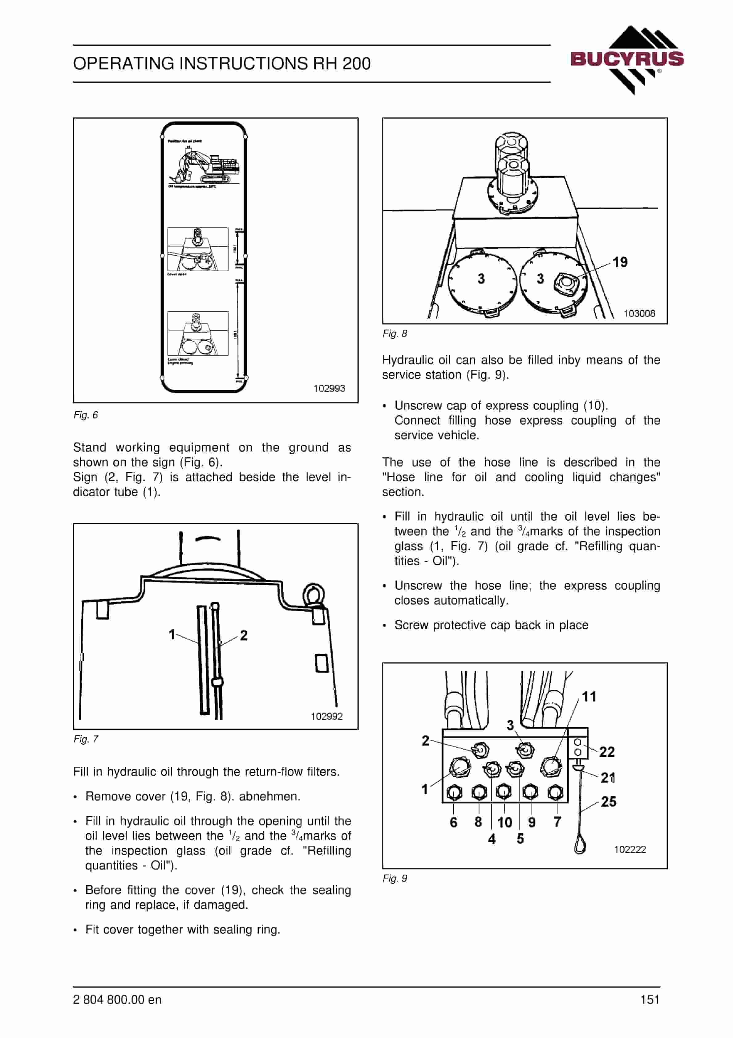 Bucyrus RH200 Hydraulic Excavator Operating Instructions 2804800-3