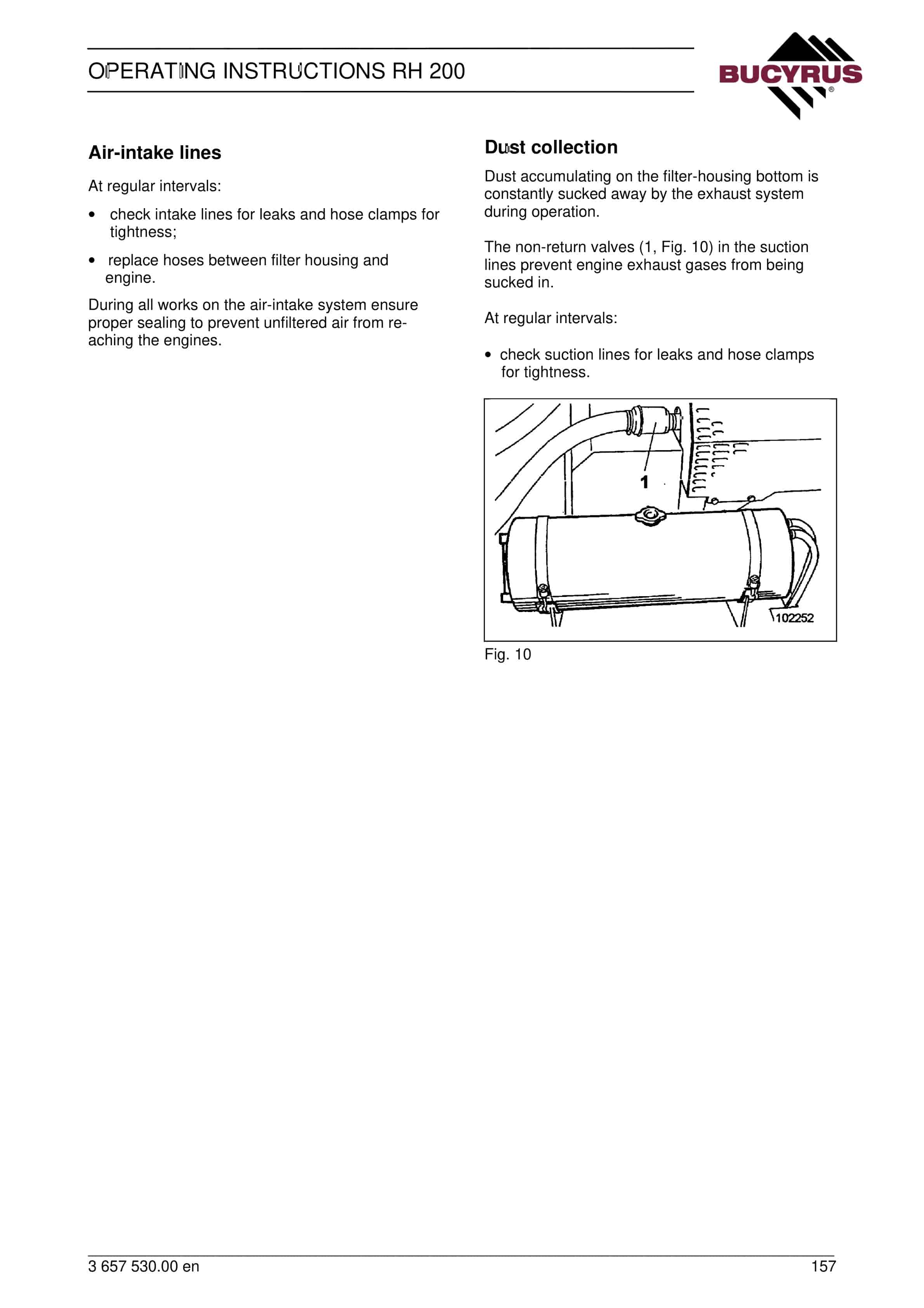 Bucyrus RH200 Hydraulic Excavator Operating Instructions 3657530-3