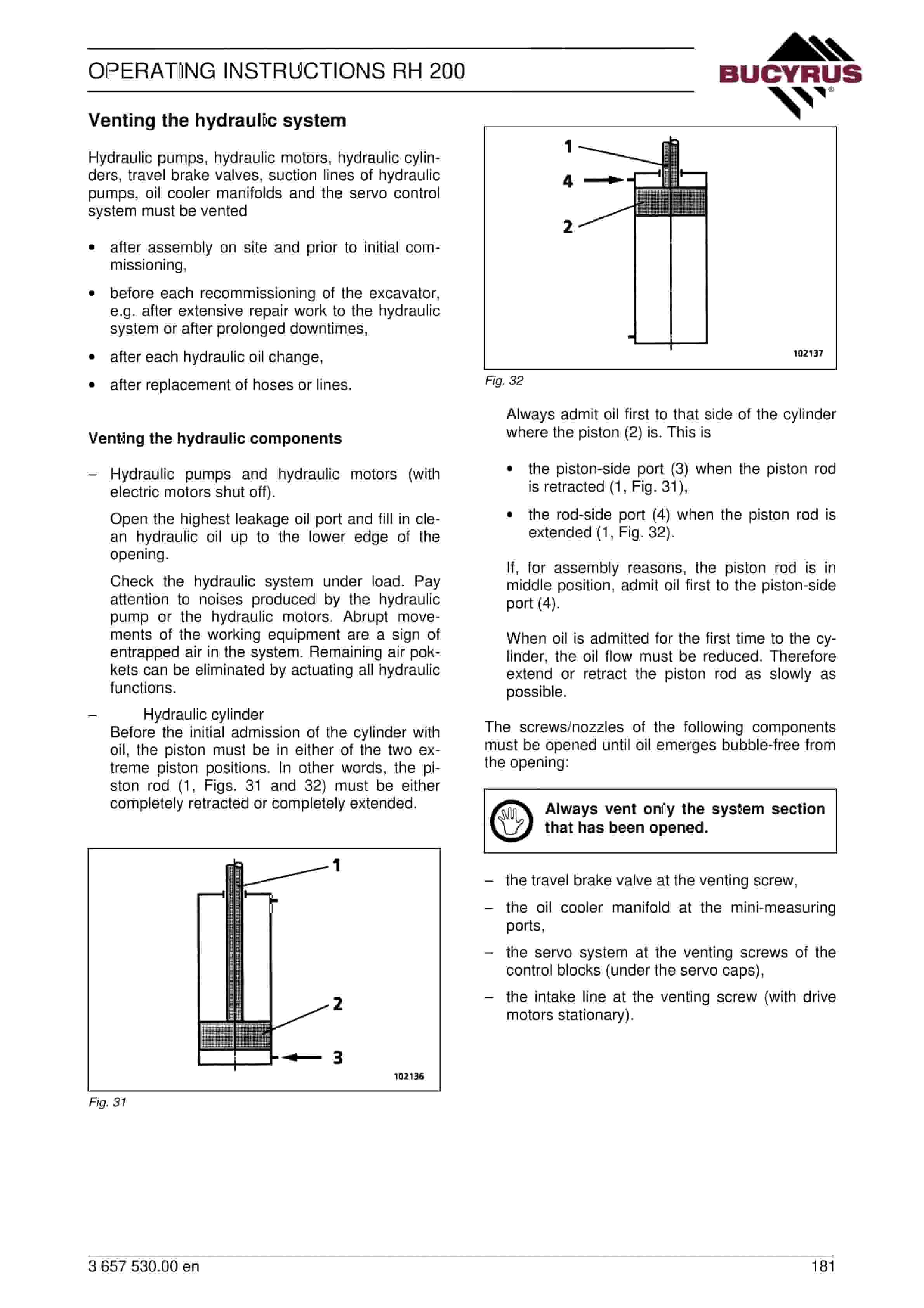 Bucyrus RH200 Hydraulic Excavator Operating Instructions 3657530-4