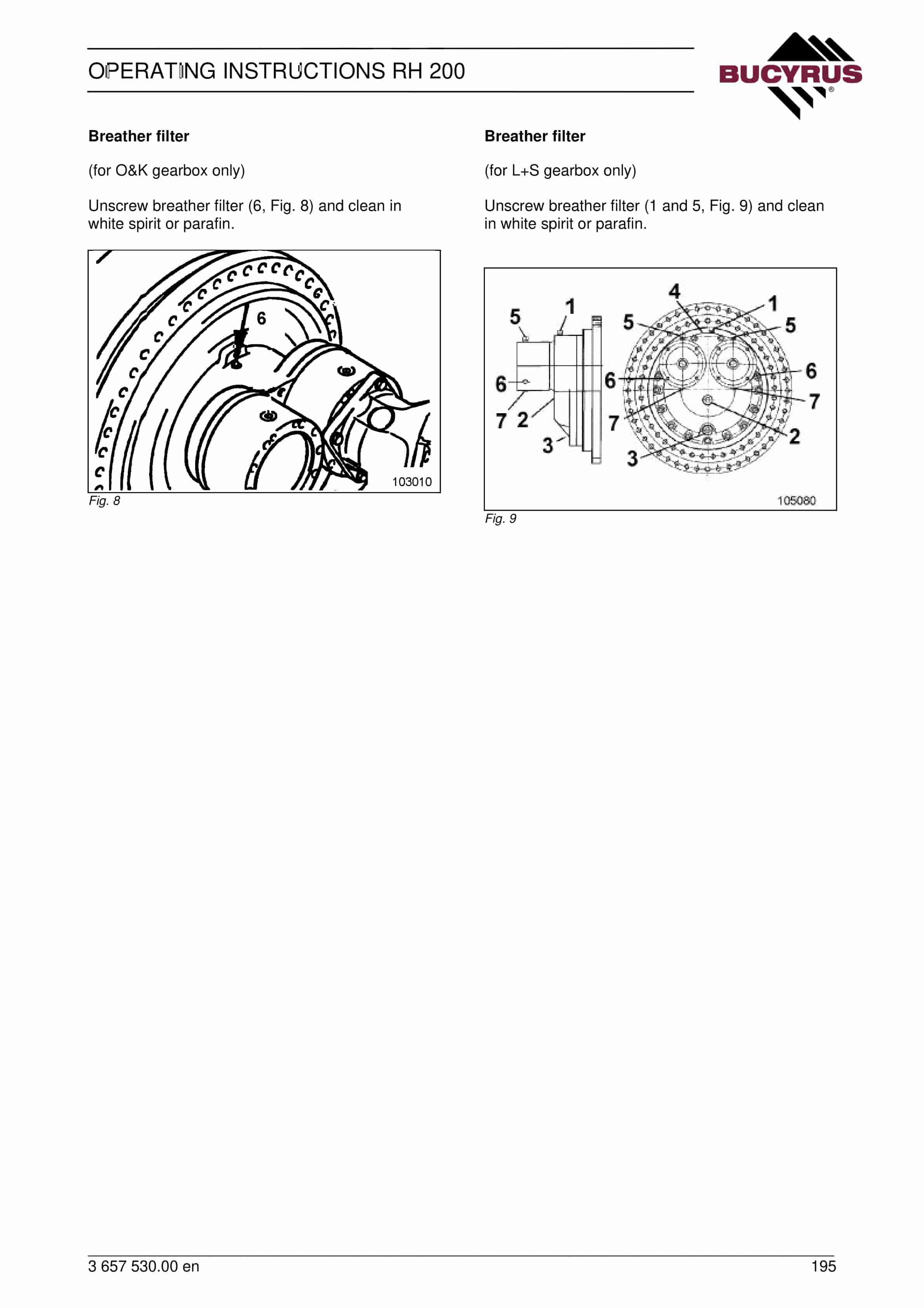 Bucyrus RH200 Hydraulic Excavator Operating Instructions 3657530-5