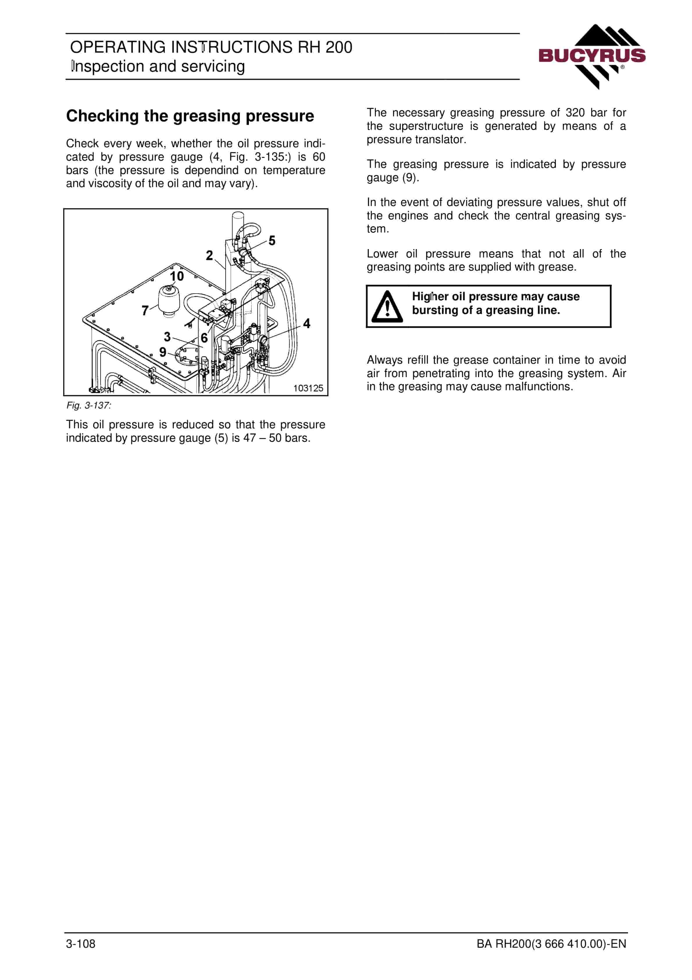 Bucyrus RH200 Hydraulic Excavator Operating Instructions 3666410 5 Bucyrus RH200 Hydraulic Excavator Operating Instructions 3666410 - Image 5