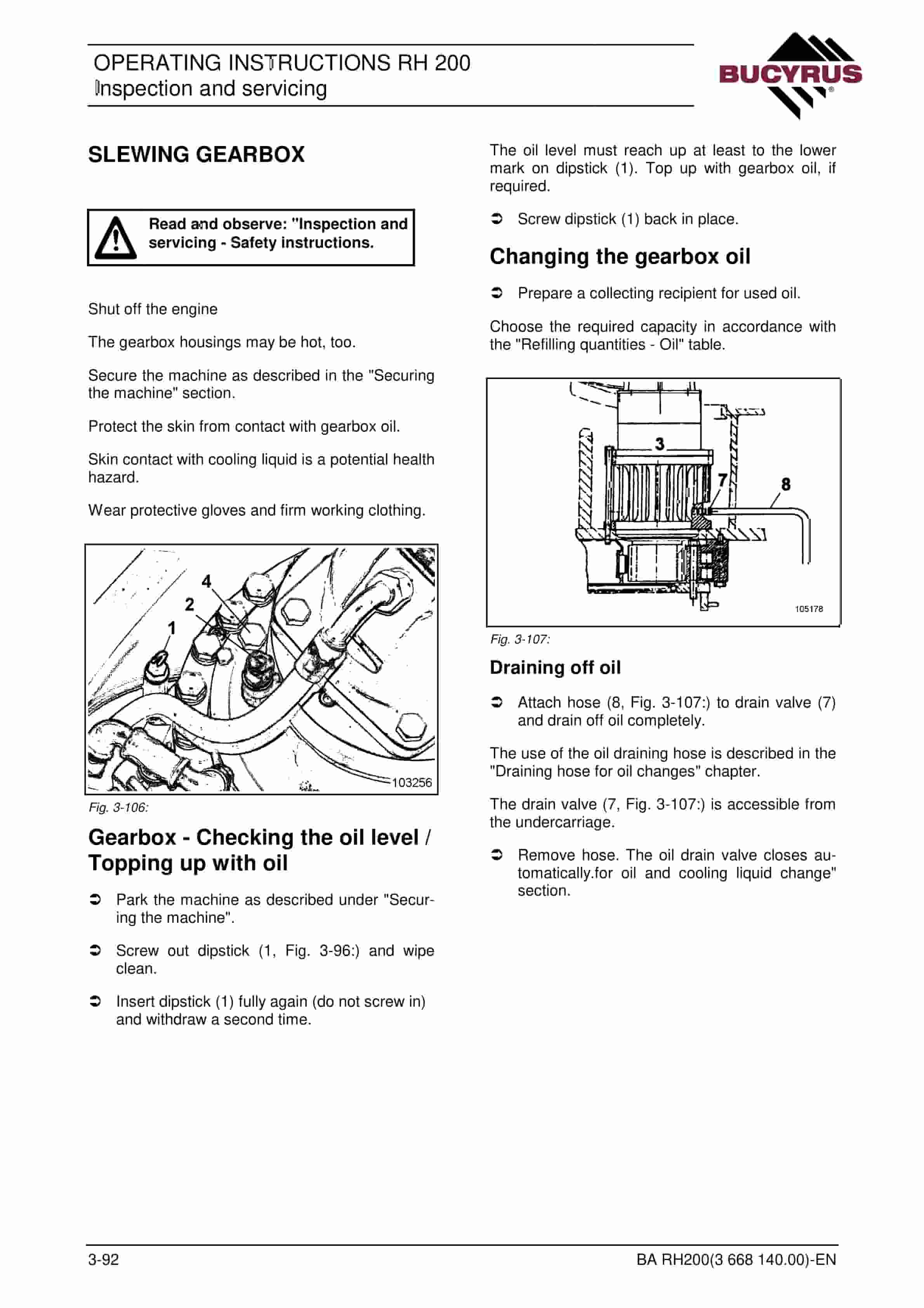 Bucyrus RH200 Hydraulic Excavator Operating Instructions 3668140 4 Bucyrus RH200 Hydraulic Excavator Operating Instructions 3668140 - Image 4