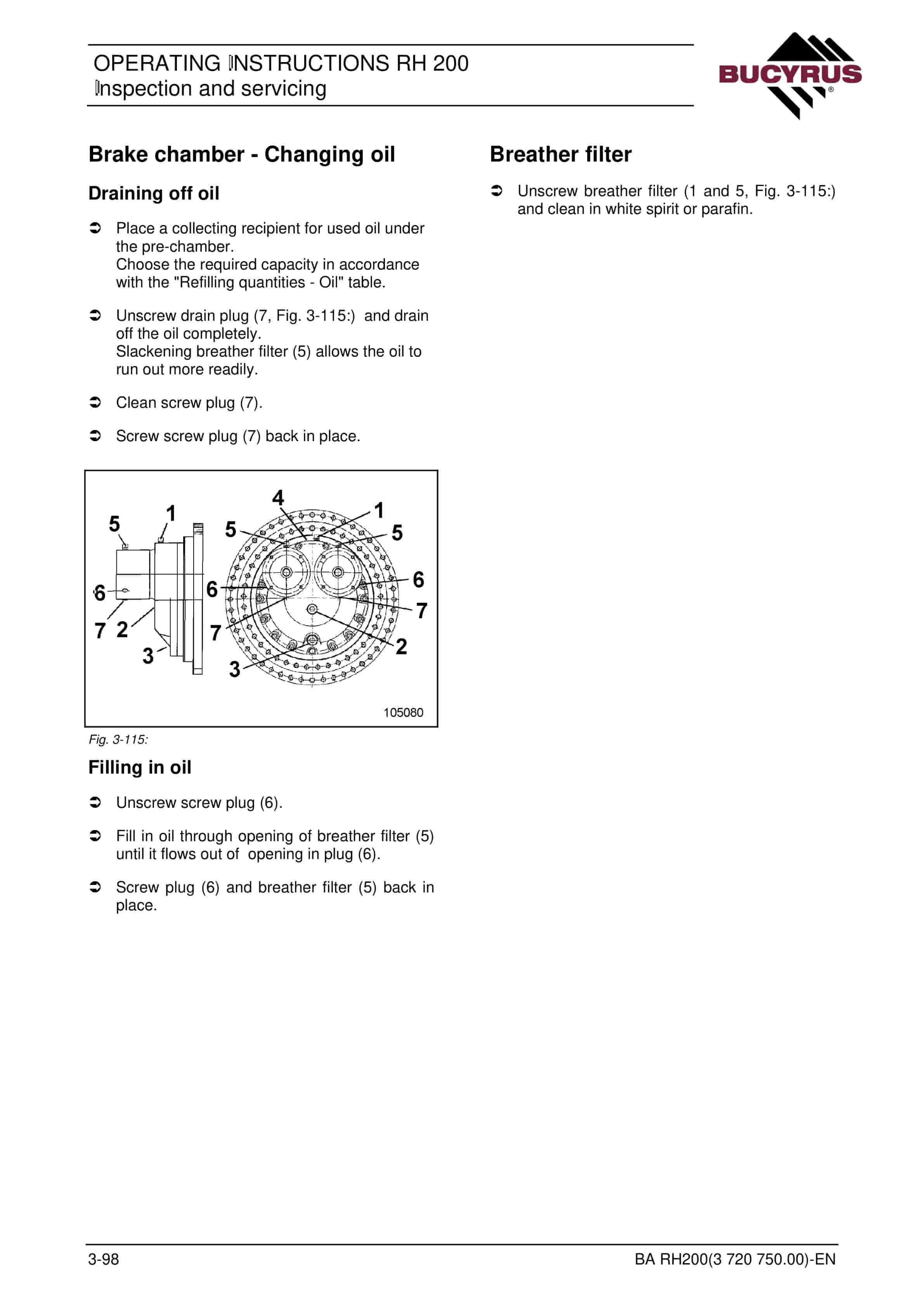 Bucyrus RH200 Hydraulic Excavator Operating Instructions 3720750 4 Bucyrus RH200 Hydraulic Excavator Operating Instructions 3720750 - Image 4