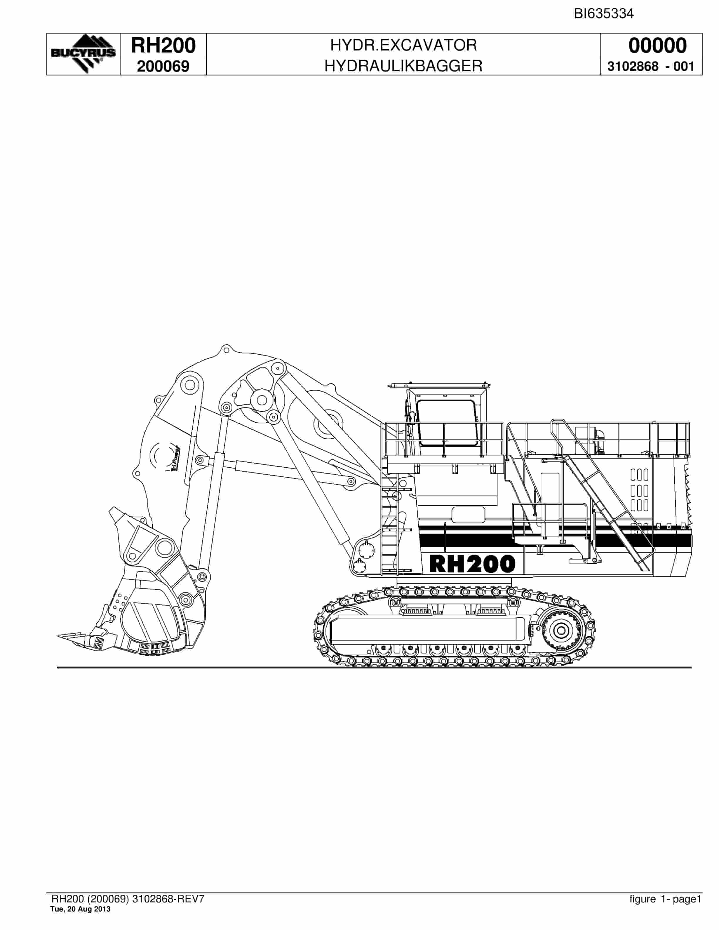 Bucyrus RH200 Hydraulic Excavator Parts Catalog BI635334