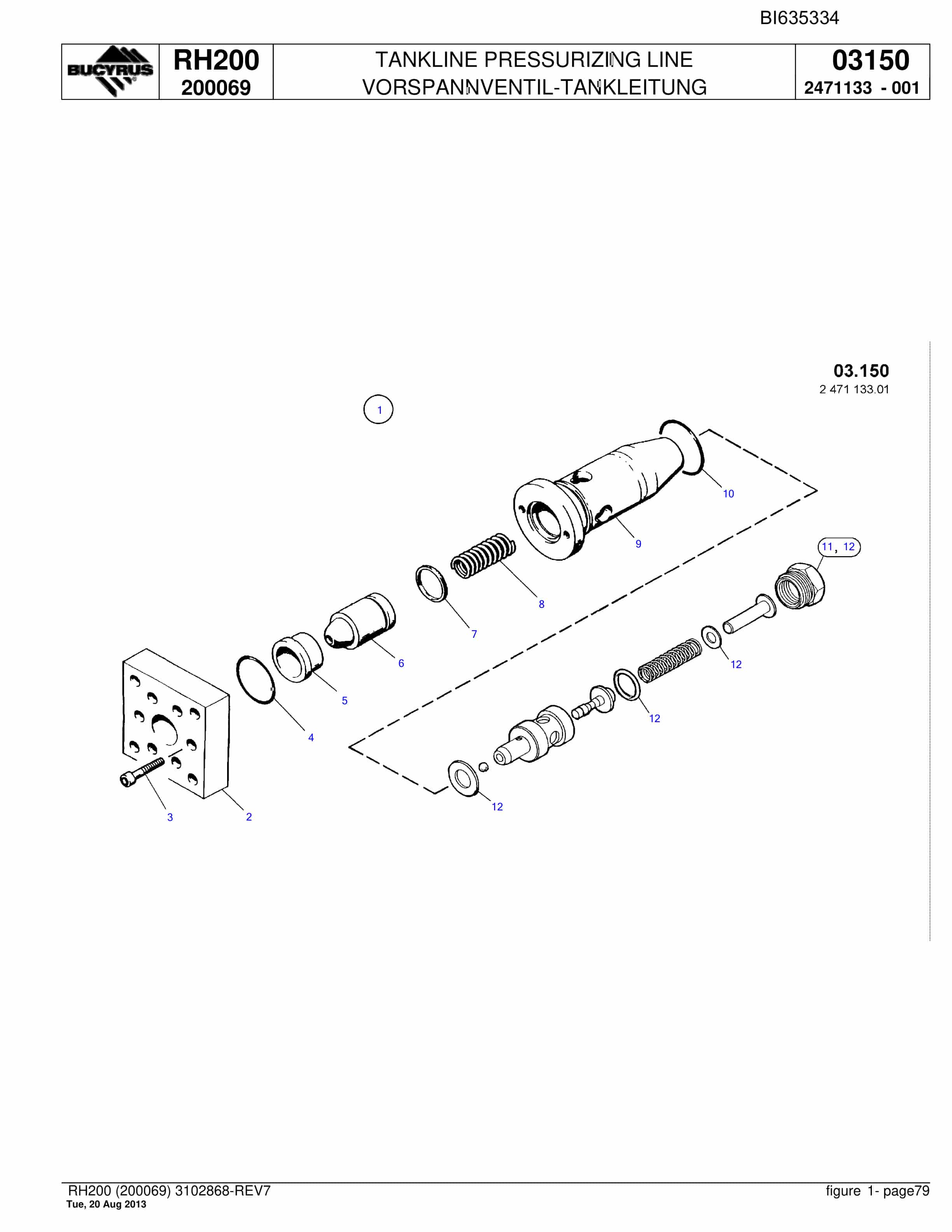 Bucyrus RH200 Hydraulic Excavator Parts Catalog BI635334-4