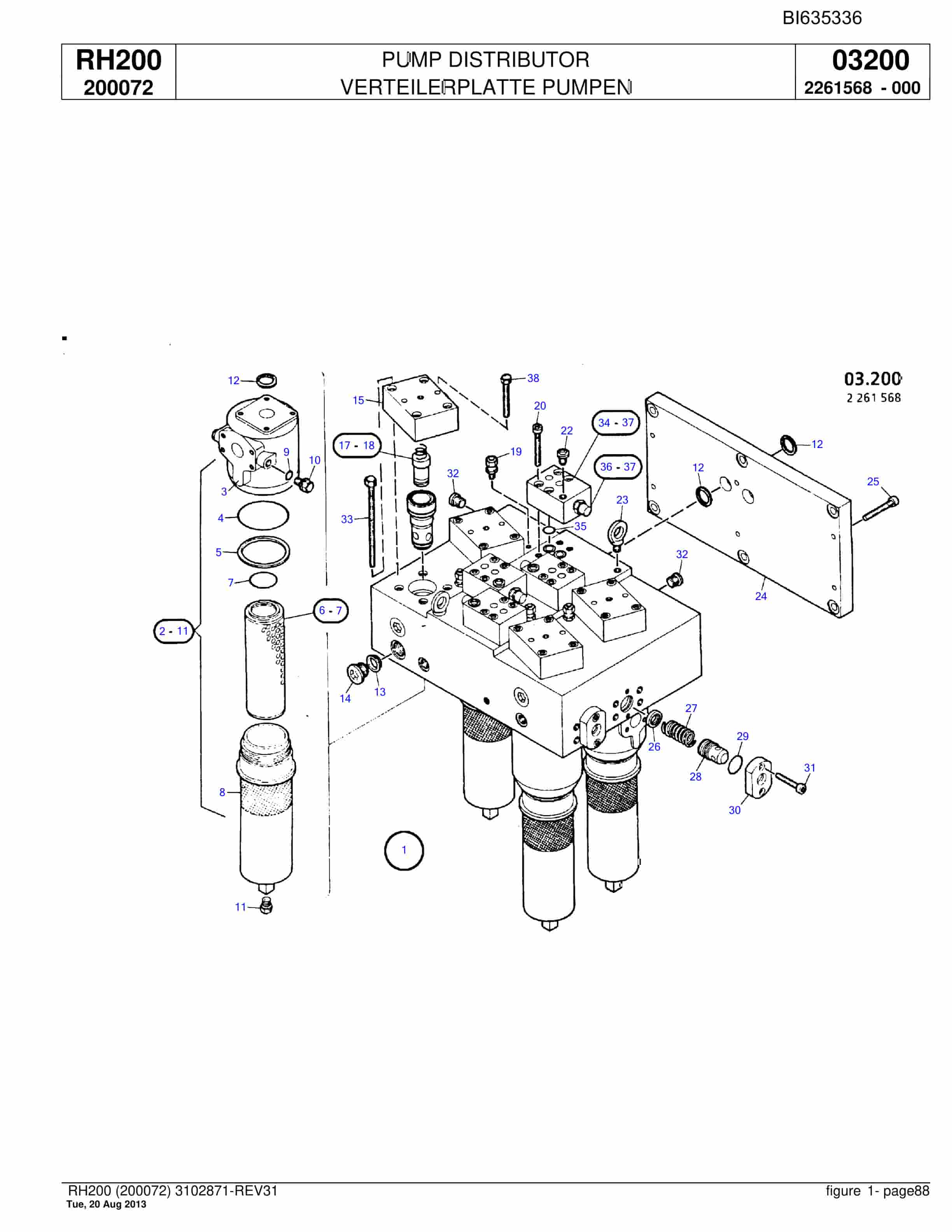 Bucyrus RH200 Hydraulic Excavator Parts Catalog BI635336-5