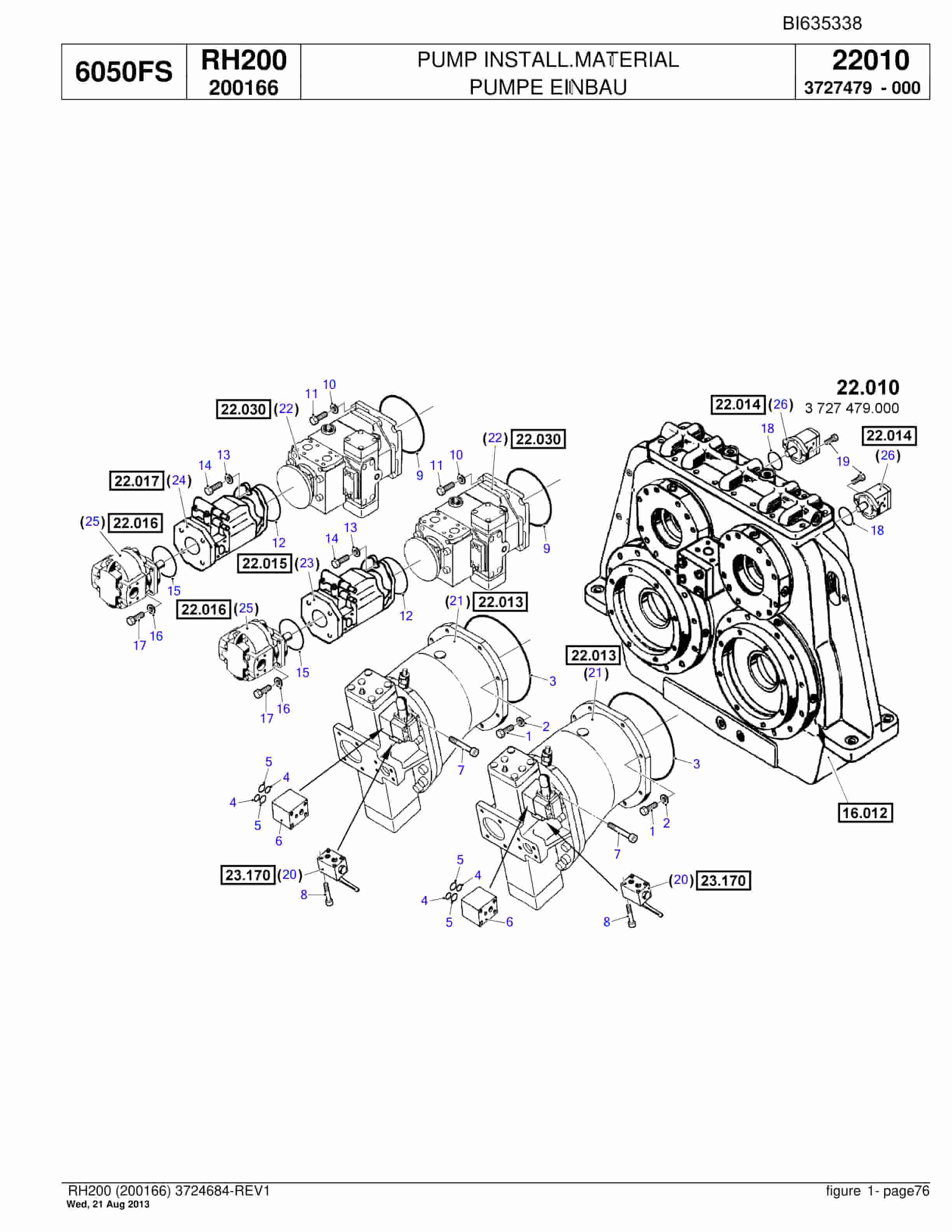 Bucyrus RH200 Hydraulic Excavator Parts Catalog BI635338-2