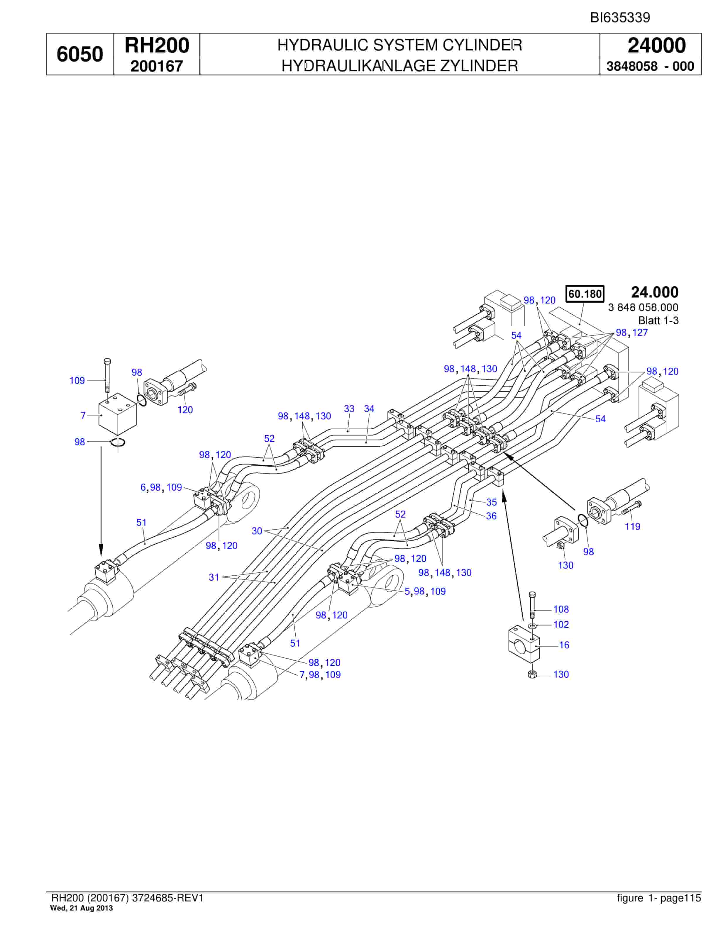 Bucyrus RH200 Hydraulic Excavator Parts Catalog BI635339-3