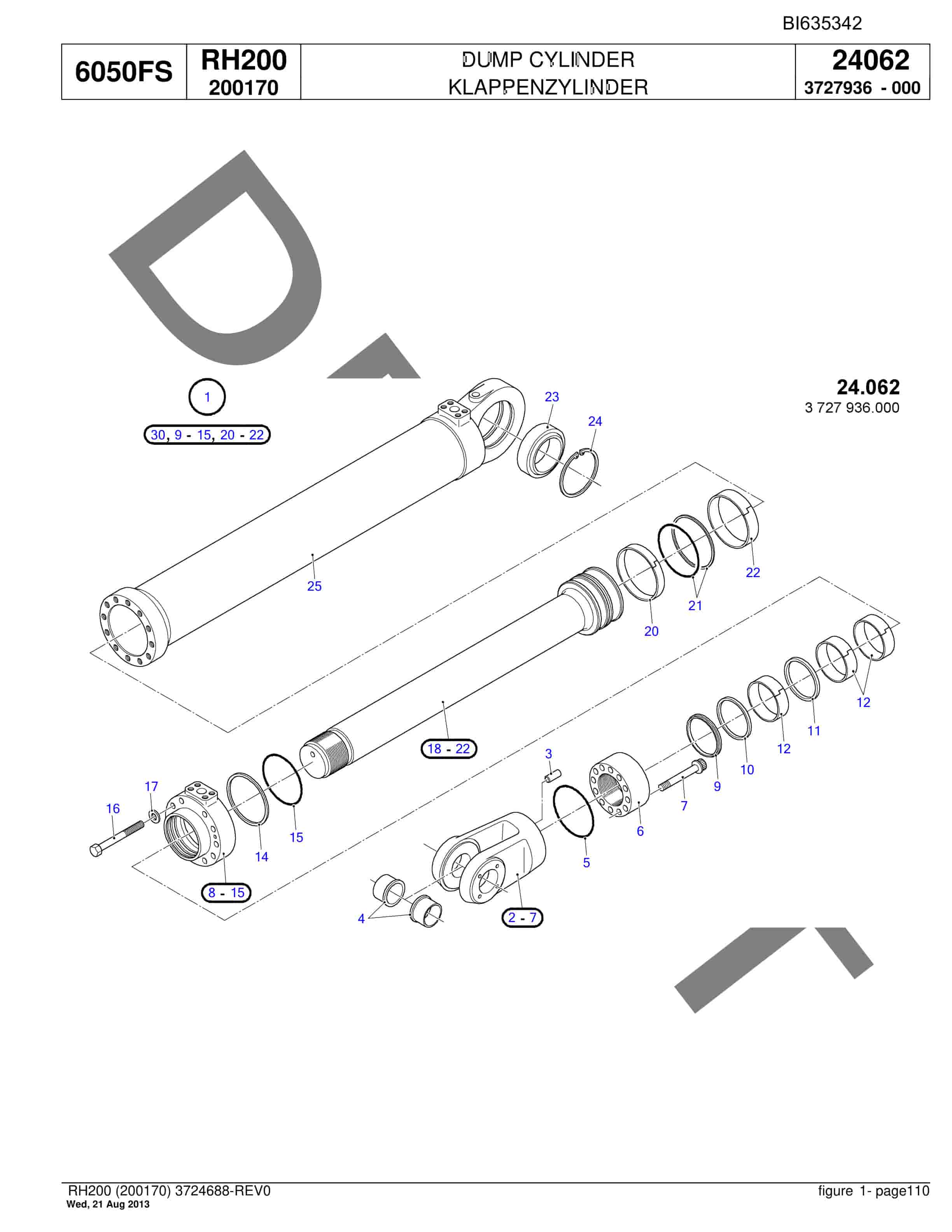 Bucyrus RH200 Hydraulic Excavator Parts Catalog BI635342-3
