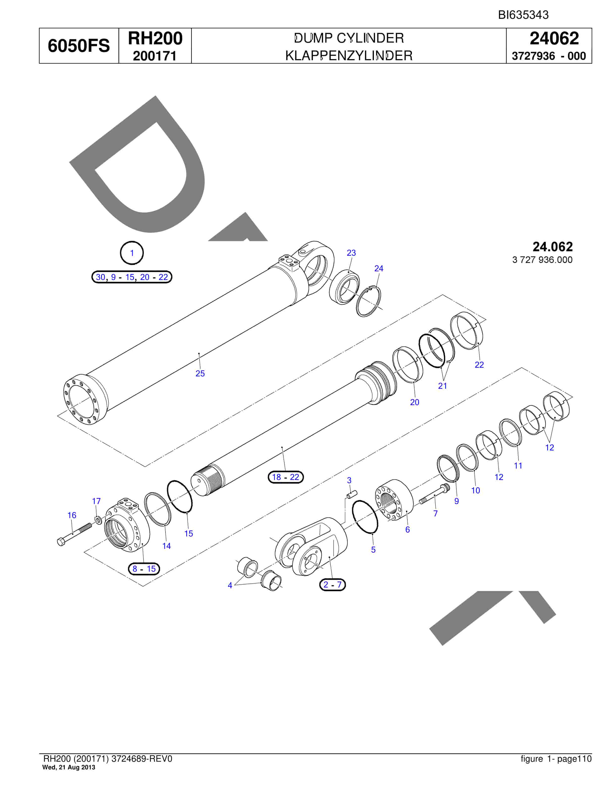 Bucyrus RH200 Hydraulic Excavator Parts Catalog BI635343-3