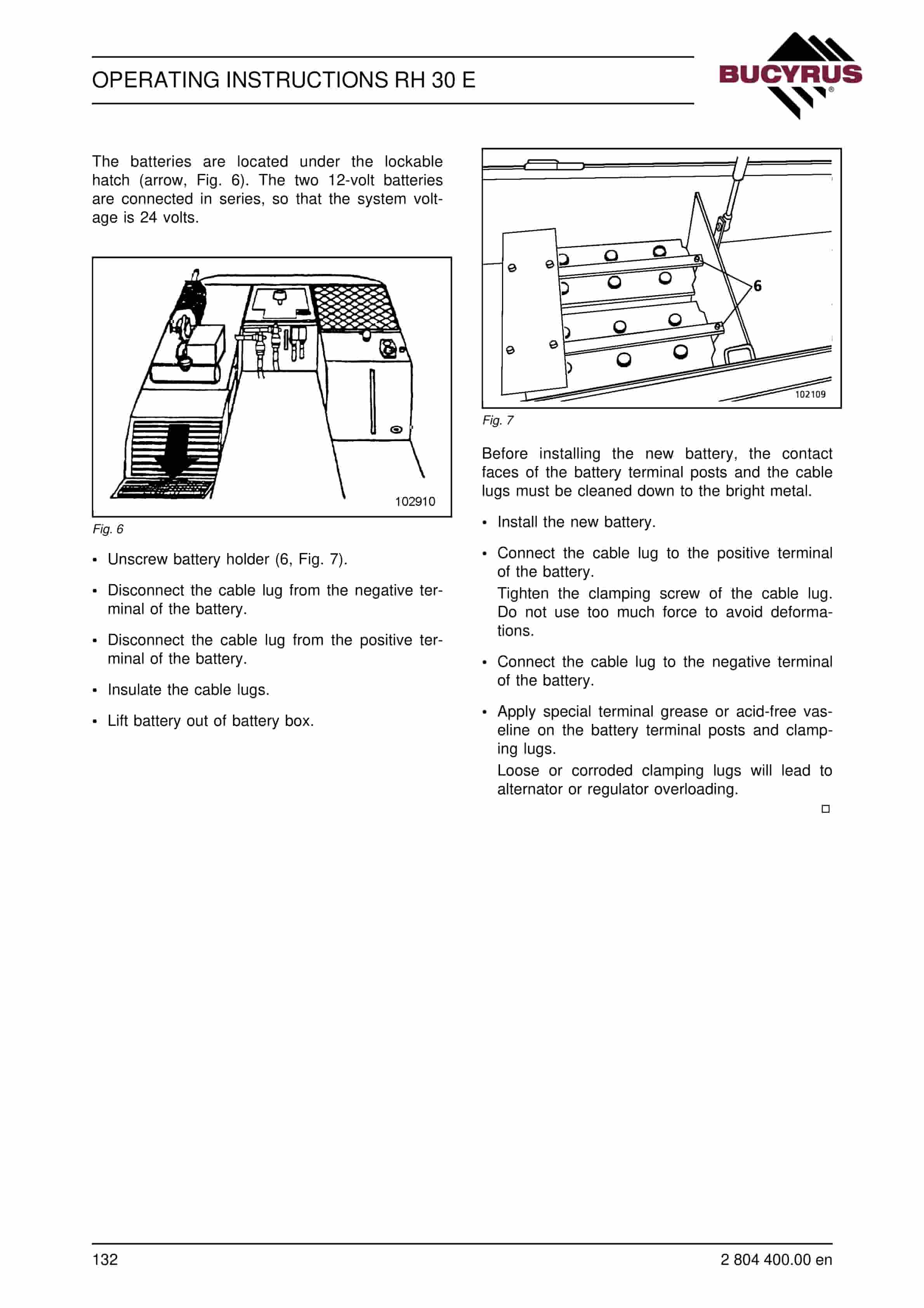Bucyrus RH30E Hydraulic Excavator Operating Instructions 2804400-3