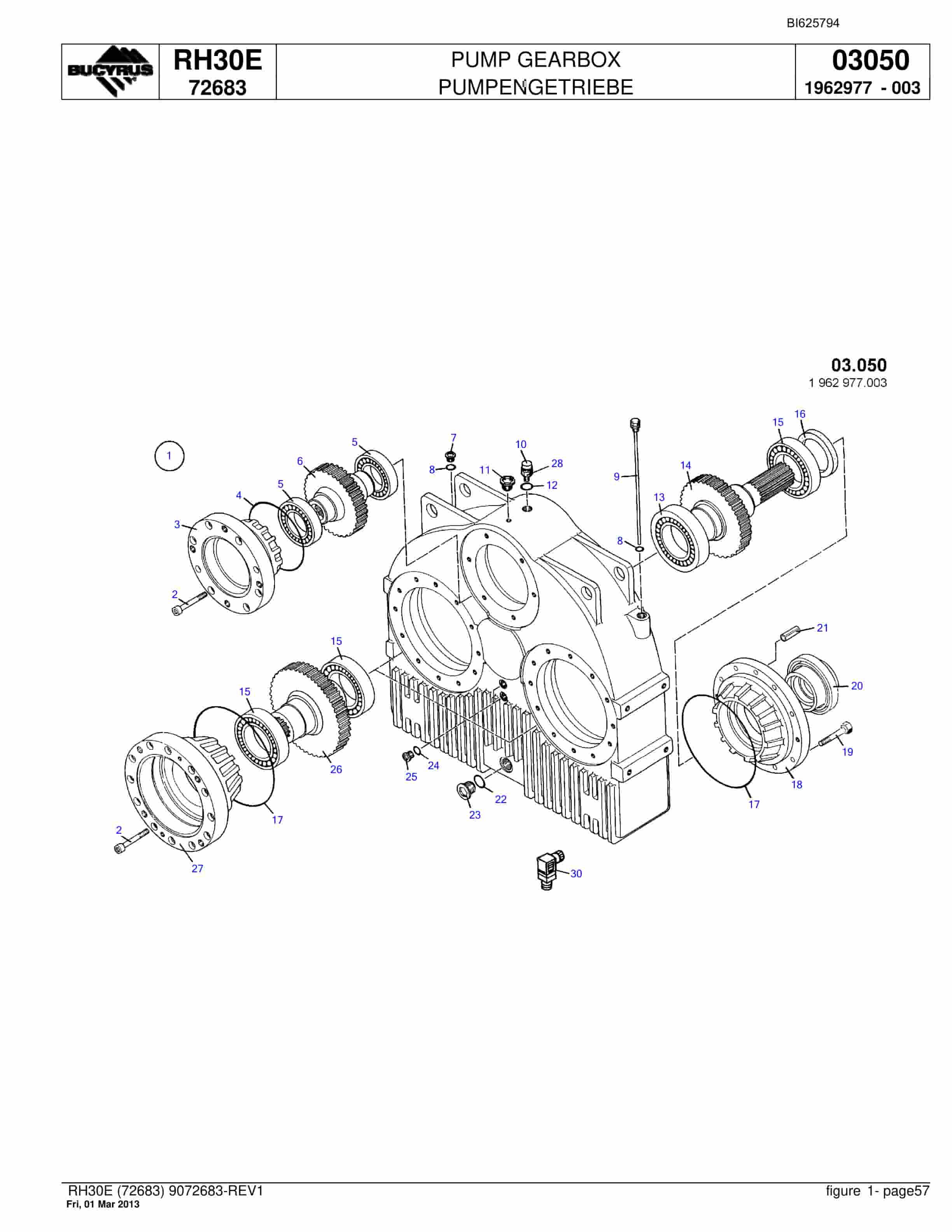 Bucyrus RH30E Hydraulic Excavator Parts Catalog BI625794-3