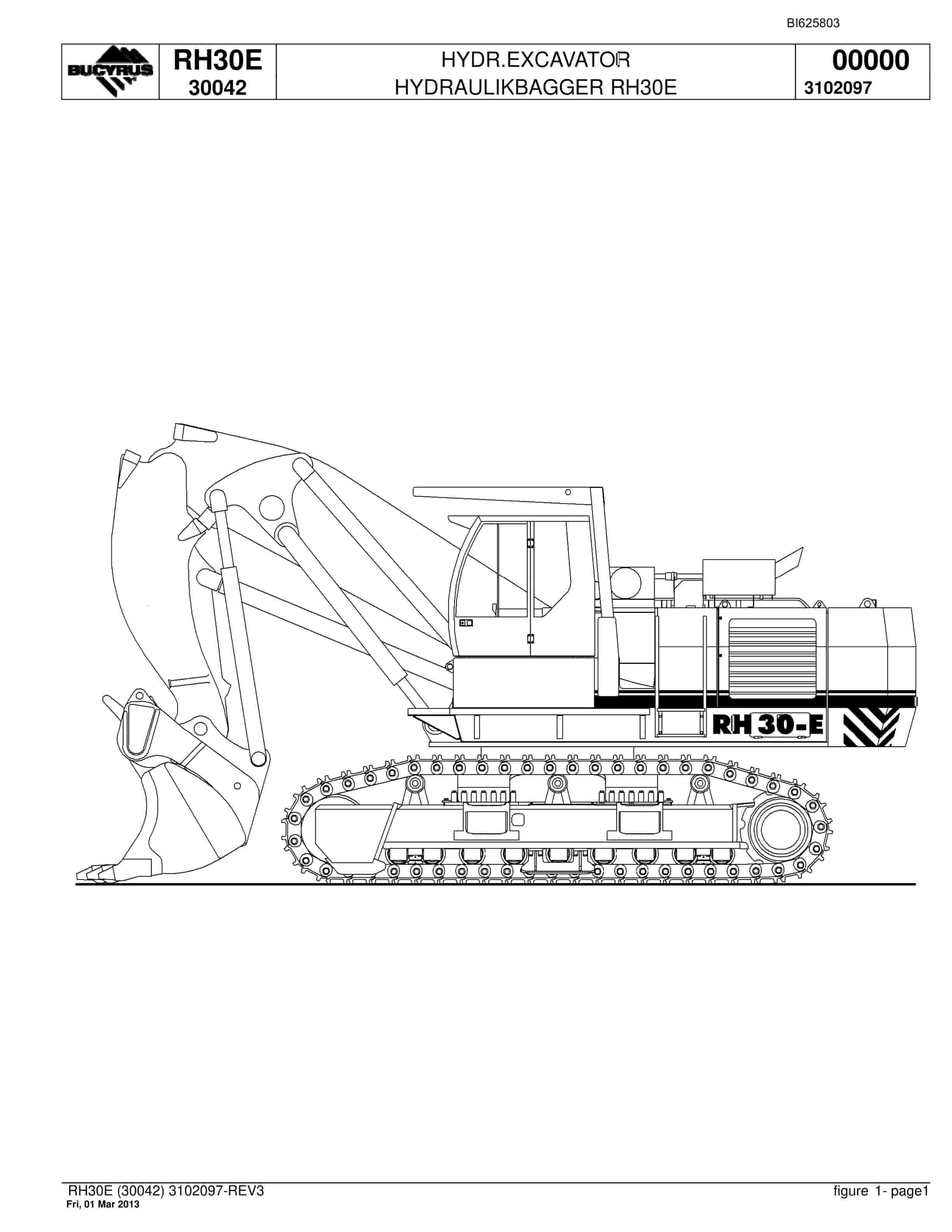 Bucyrus RH30E Hydraulic Excavator Parts Catalog BI625803