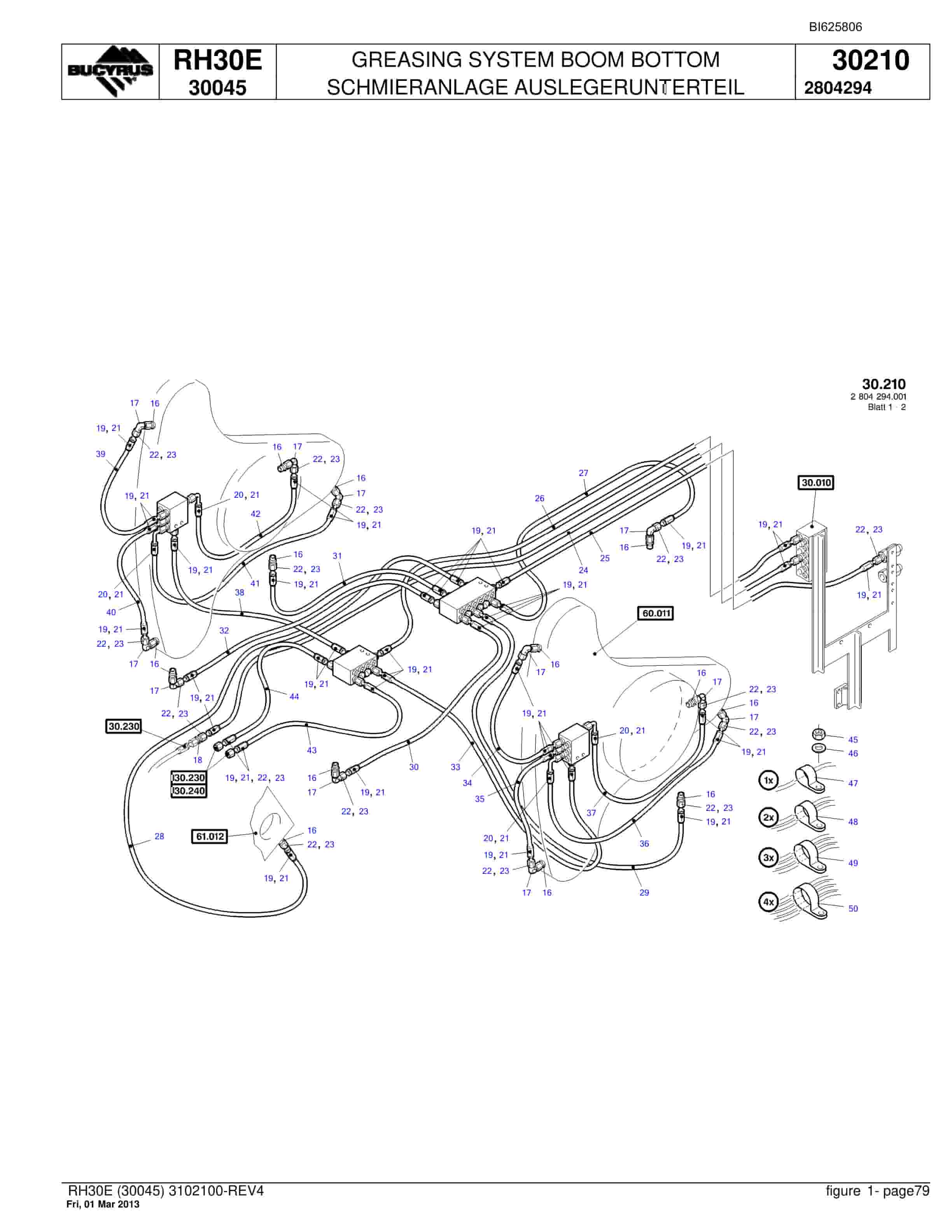 Bucyrus RH30E Hydraulic Excavator Parts Catalog BI625806-3