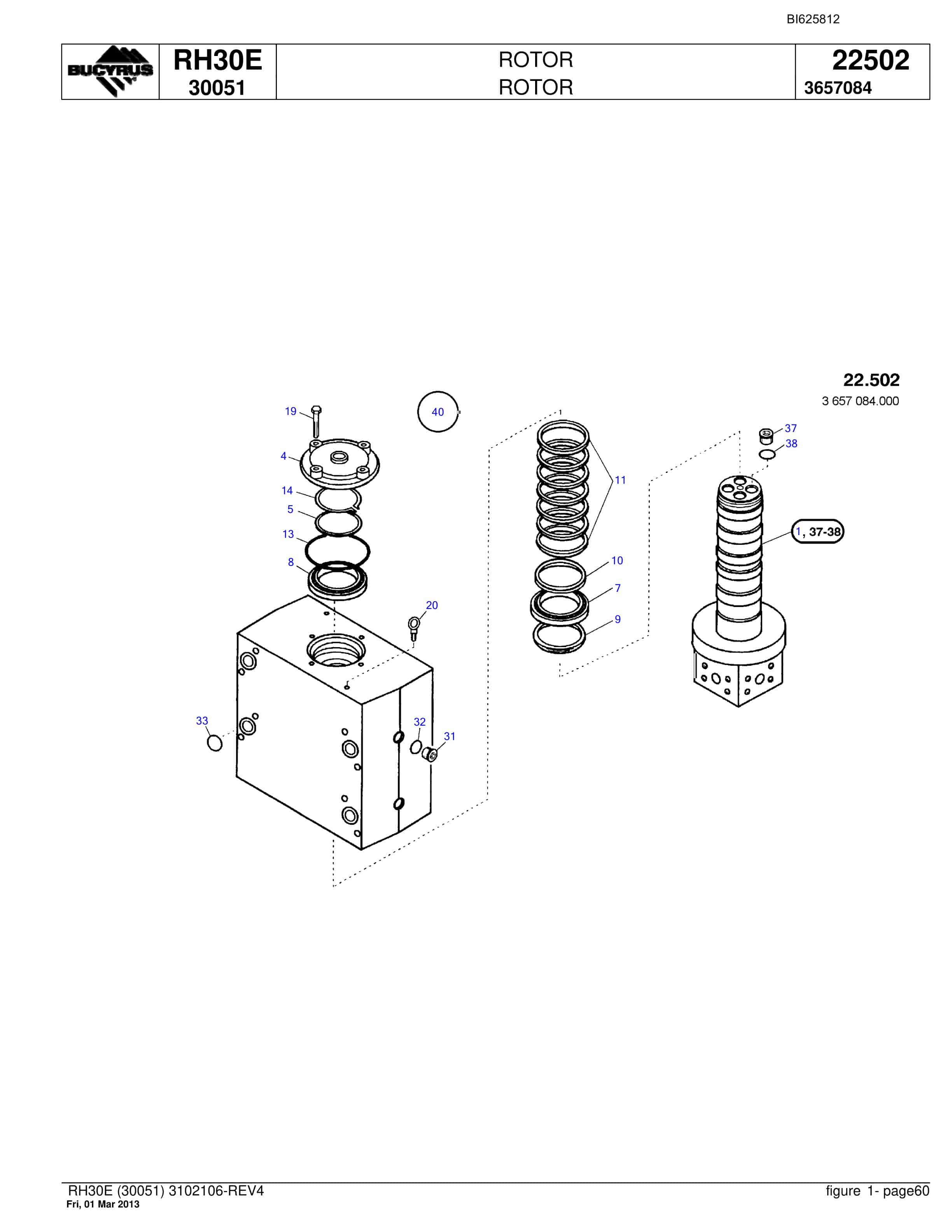 Bucyrus RH30E Hydraulic Excavator Parts Catalog BI625812-2