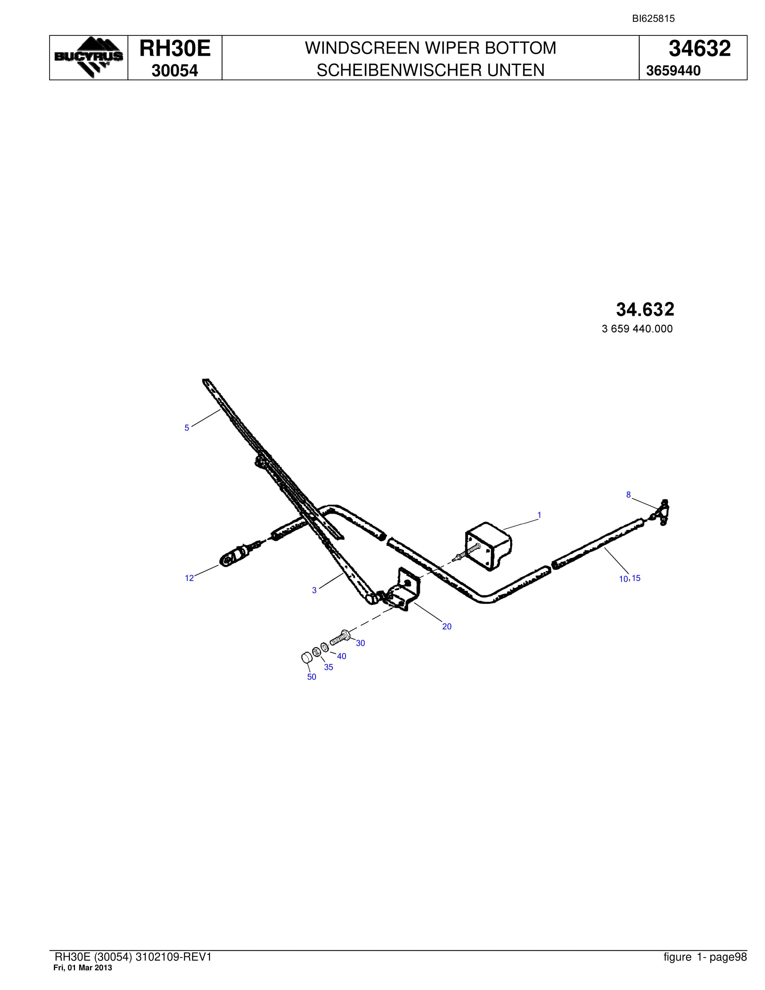 Bucyrus RH30E Hydraulic Excavator Parts Catalog BI625815-5