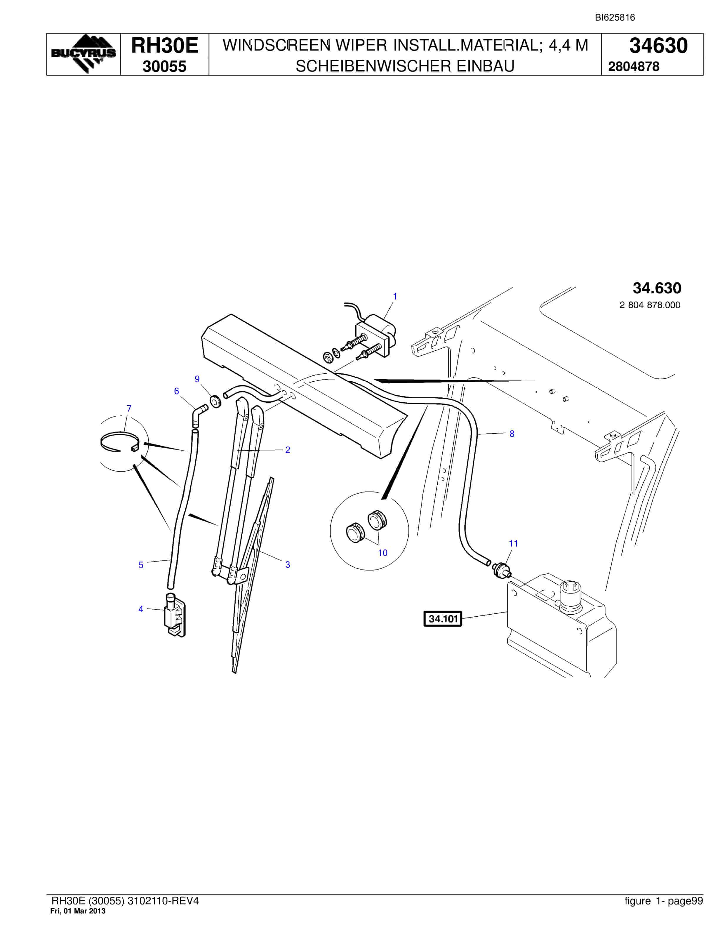 Bucyrus RH30E Hydraulic Excavator Parts Catalog BI625816-5