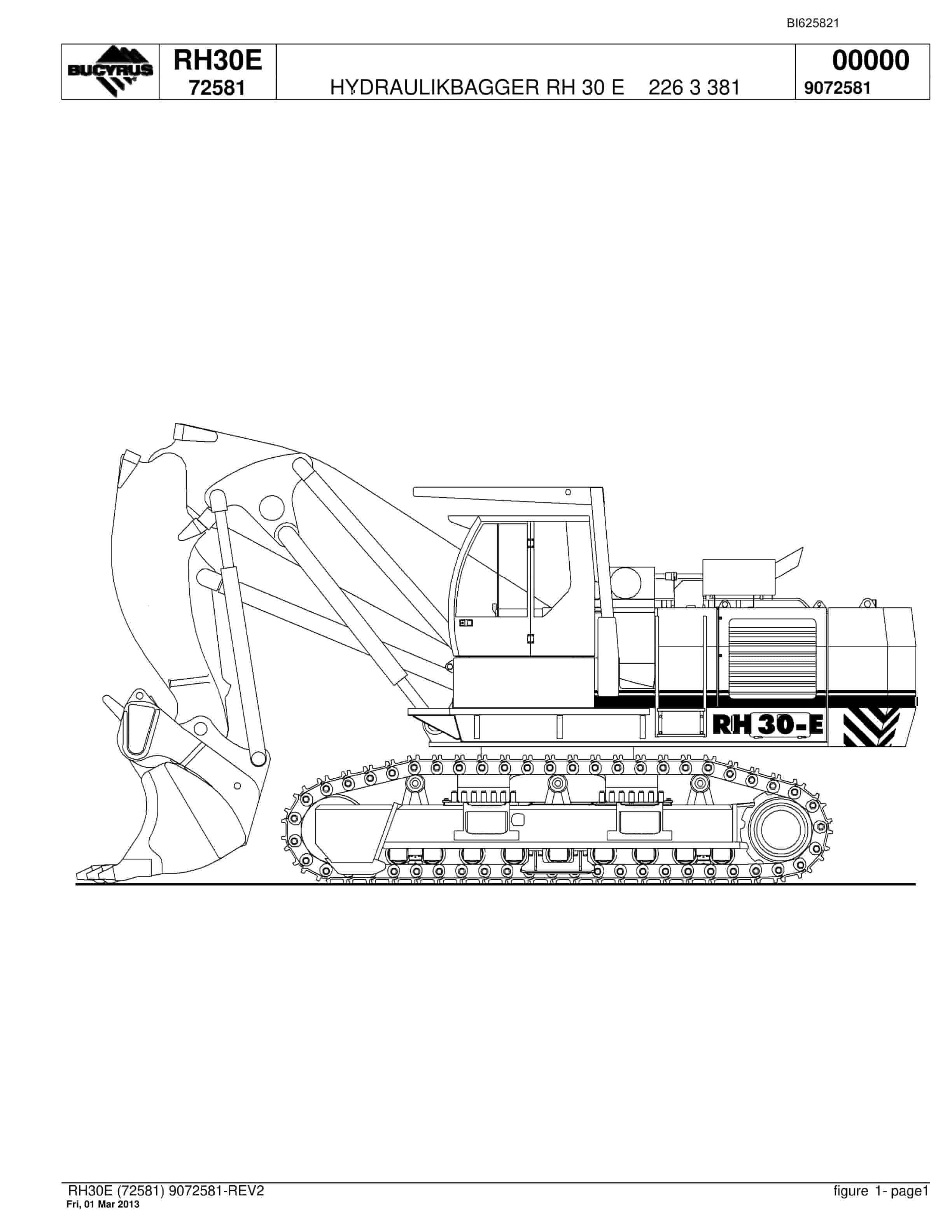 Bucyrus RH30E Hydraulic Excavator Parts Catalog BI625821