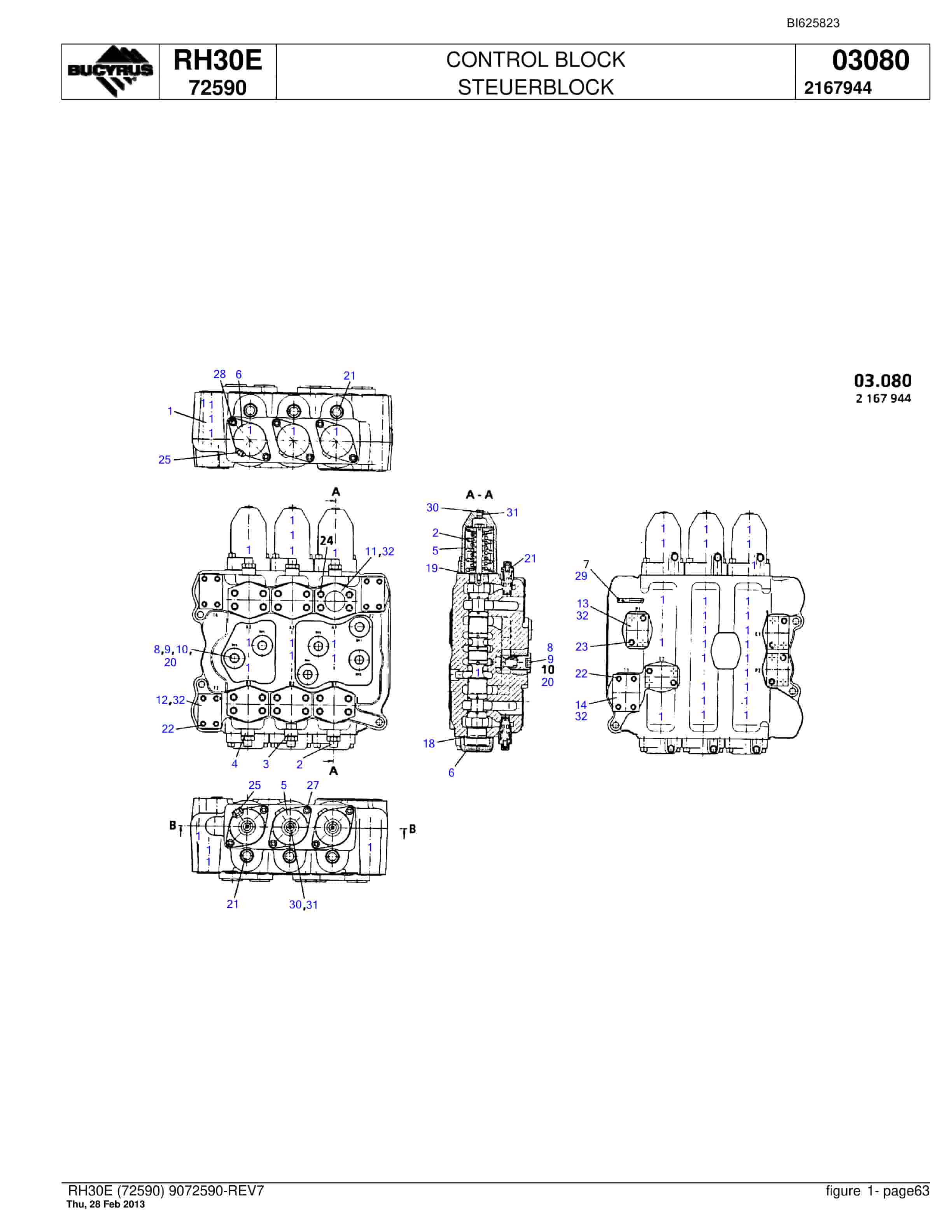 Bucyrus RH30E Hydraulic Excavator Parts Catalog BI625823-3