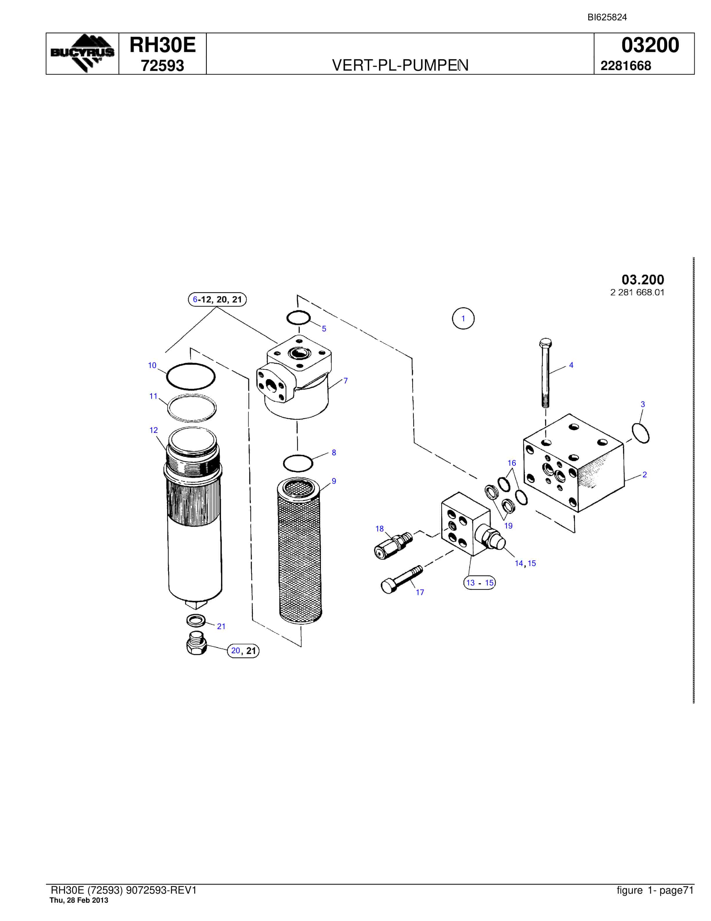 Bucyrus RH30E Hydraulic Excavator Parts Catalog BI625824-4