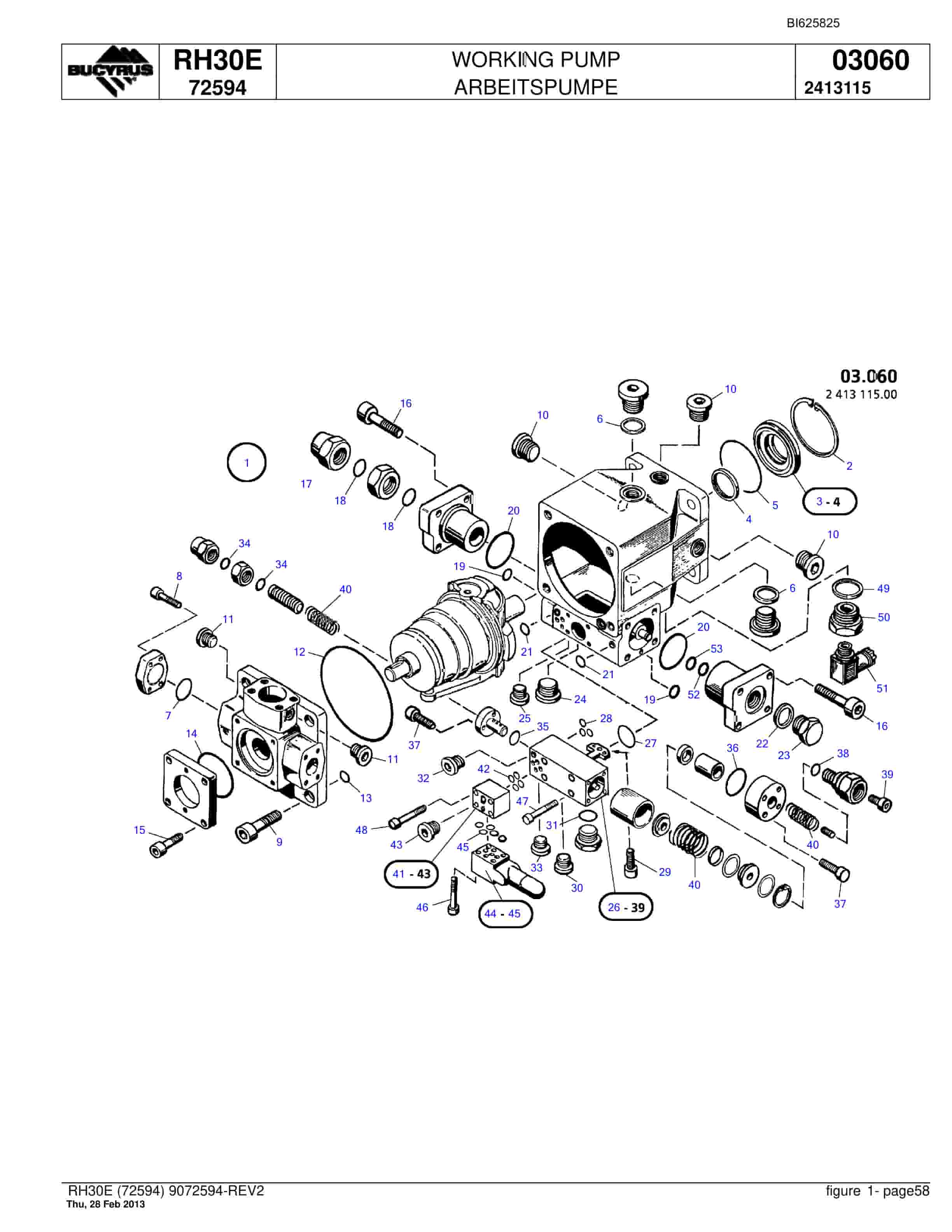 Bucyrus RH30E Hydraulic Excavator Parts Catalog BI625825-3