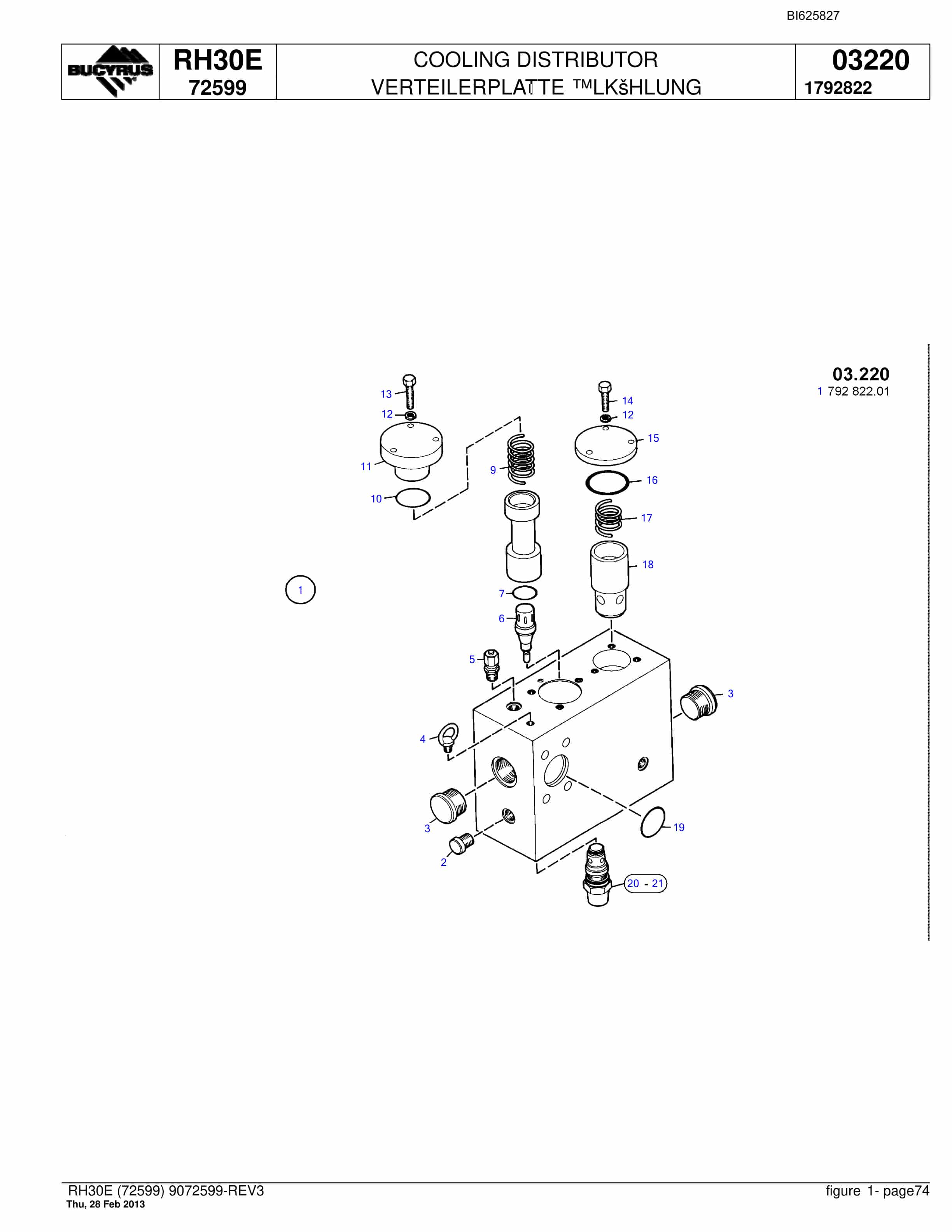 Bucyrus RH30E Hydraulic Excavator Parts Catalog BI625827-5