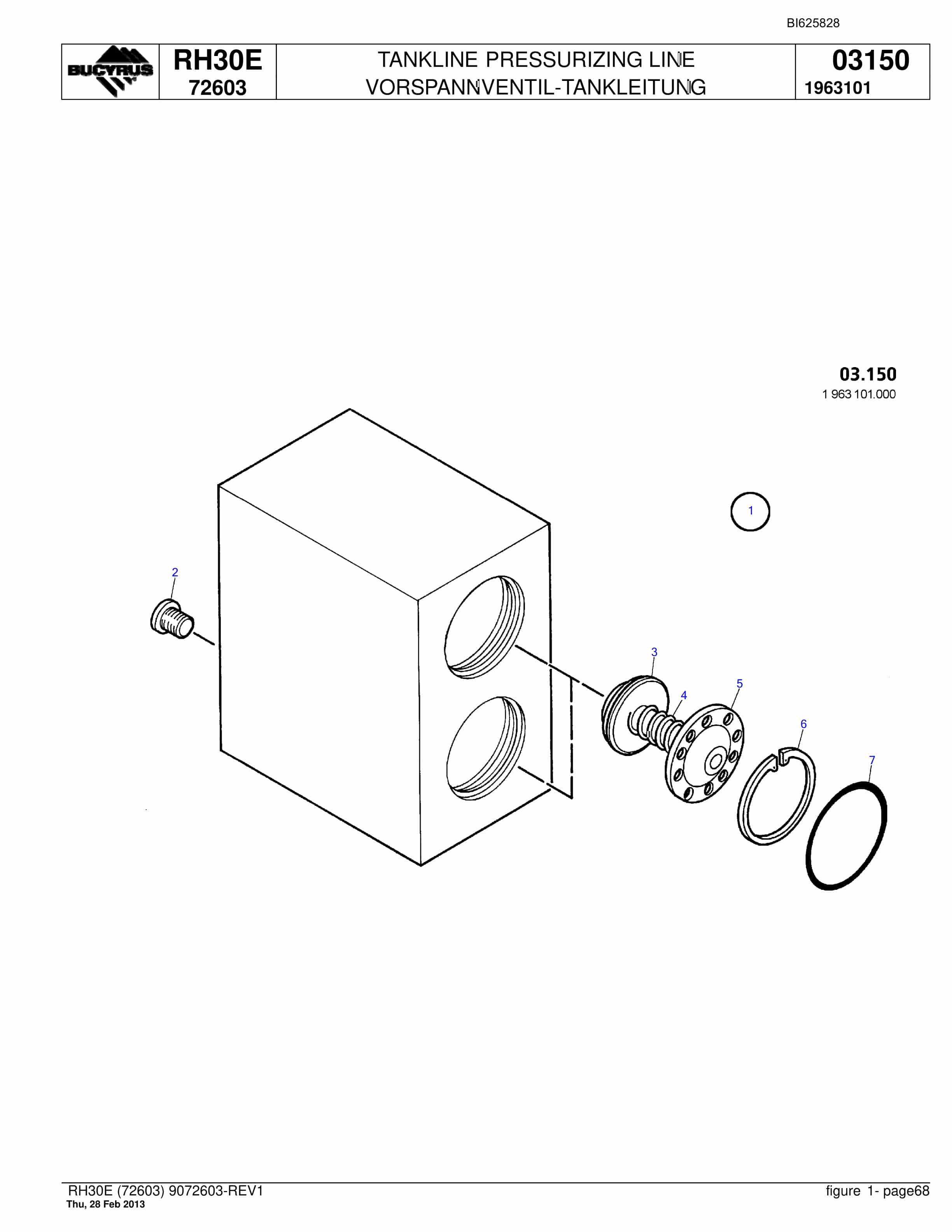 Bucyrus RH30E Hydraulic Excavator Parts Catalog BI625828-4