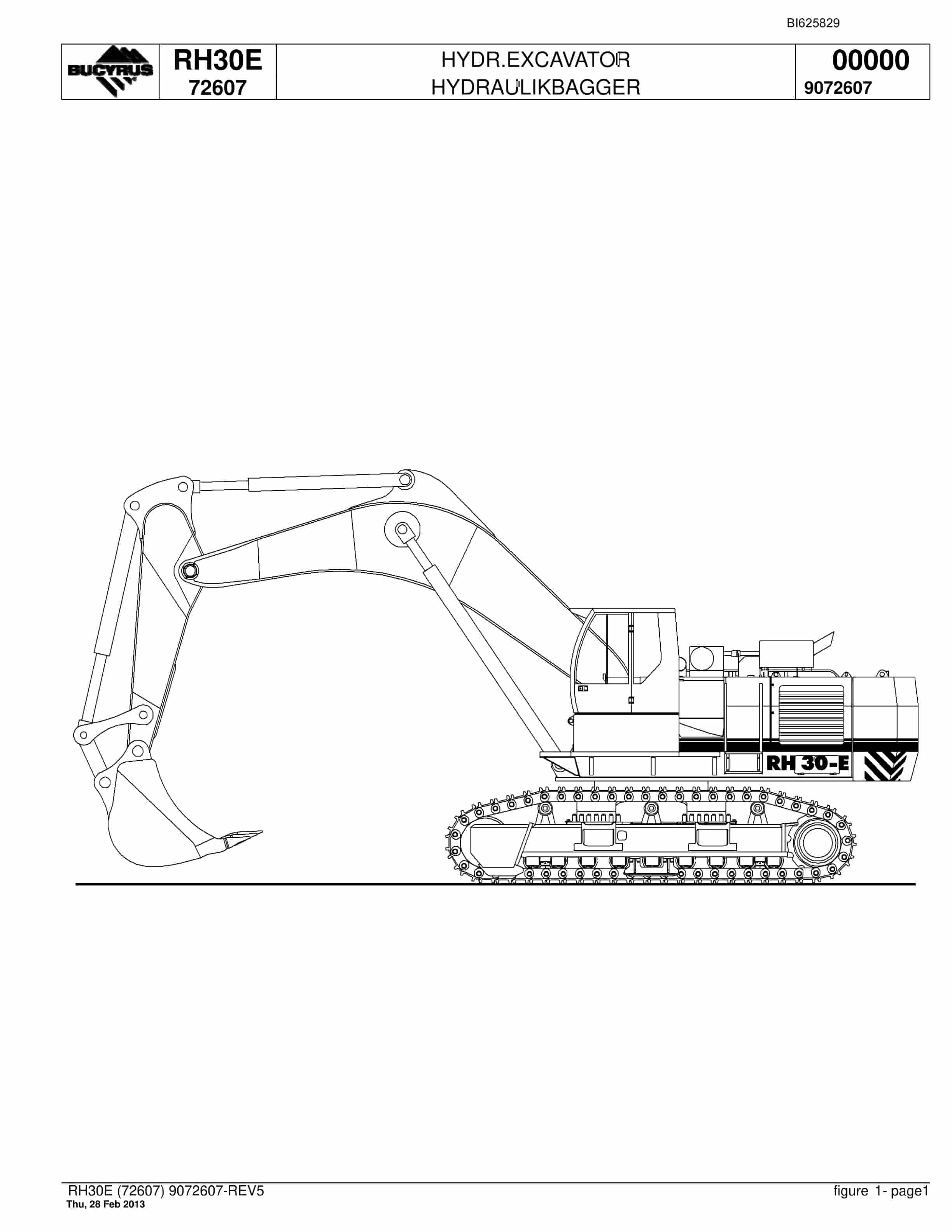 Bucyrus RH30E Hydraulic Excavator Parts Catalog BI625829