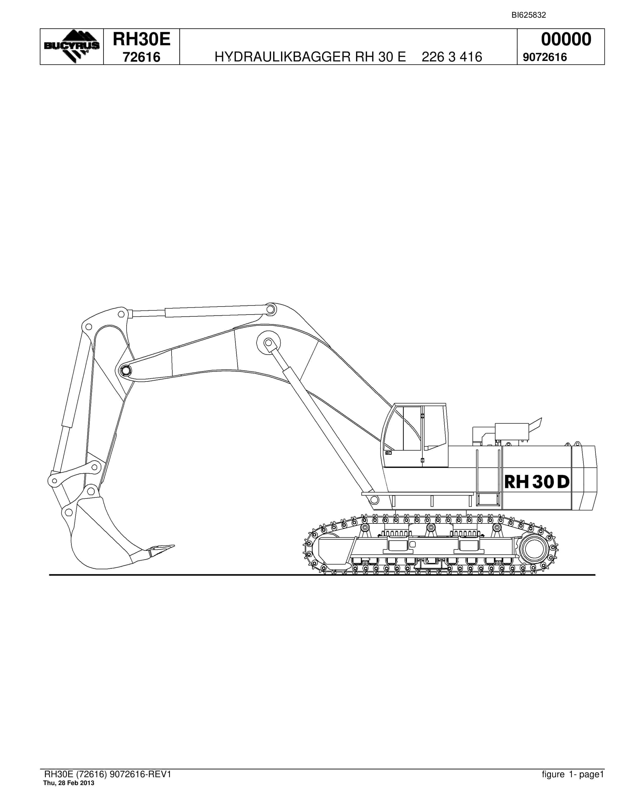 Bucyrus RH30E Hydraulic Excavator Parts Catalog BI625832